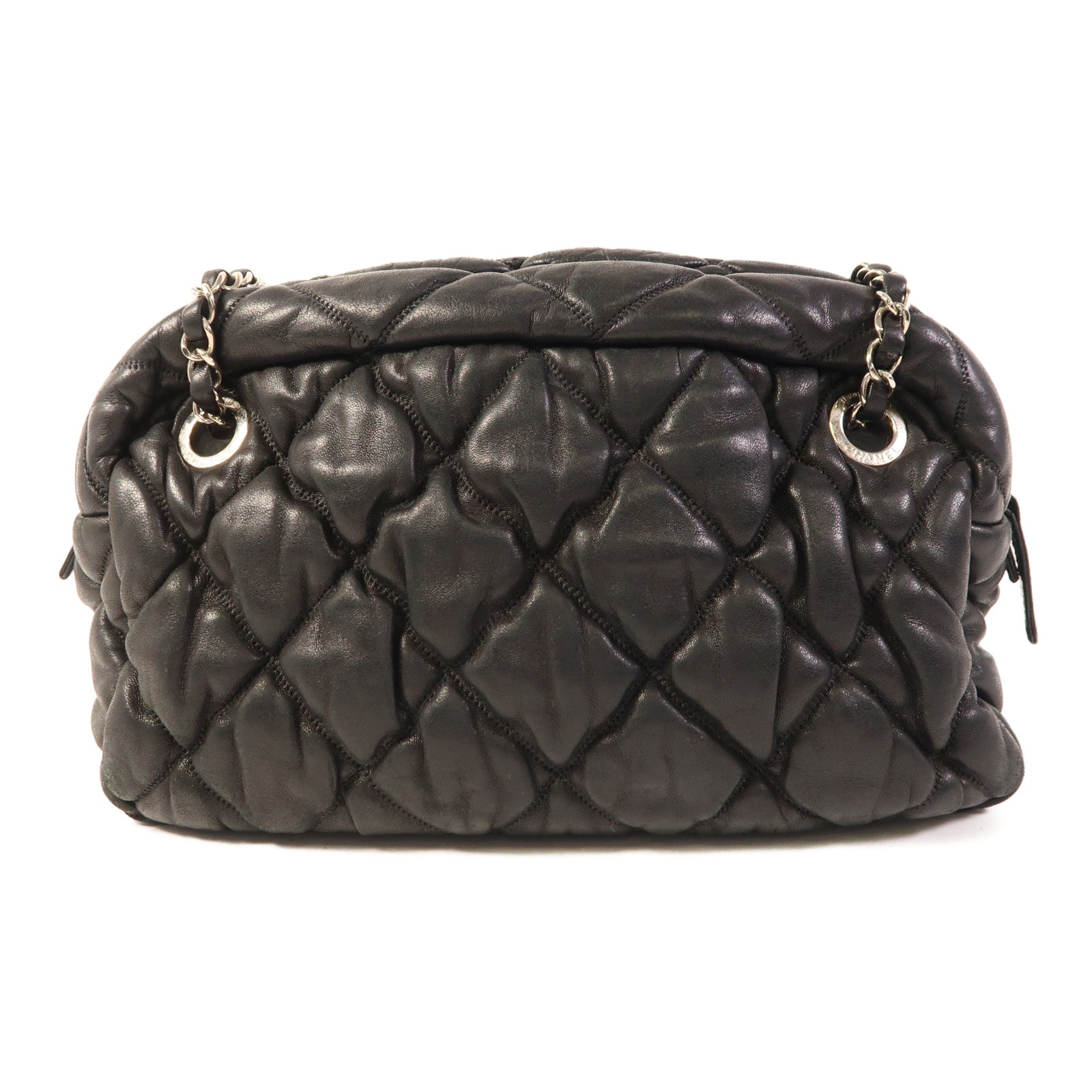 CHANEL 羊皮皮革Chain Shoulder Bag銀扣鏈帶肩背袋