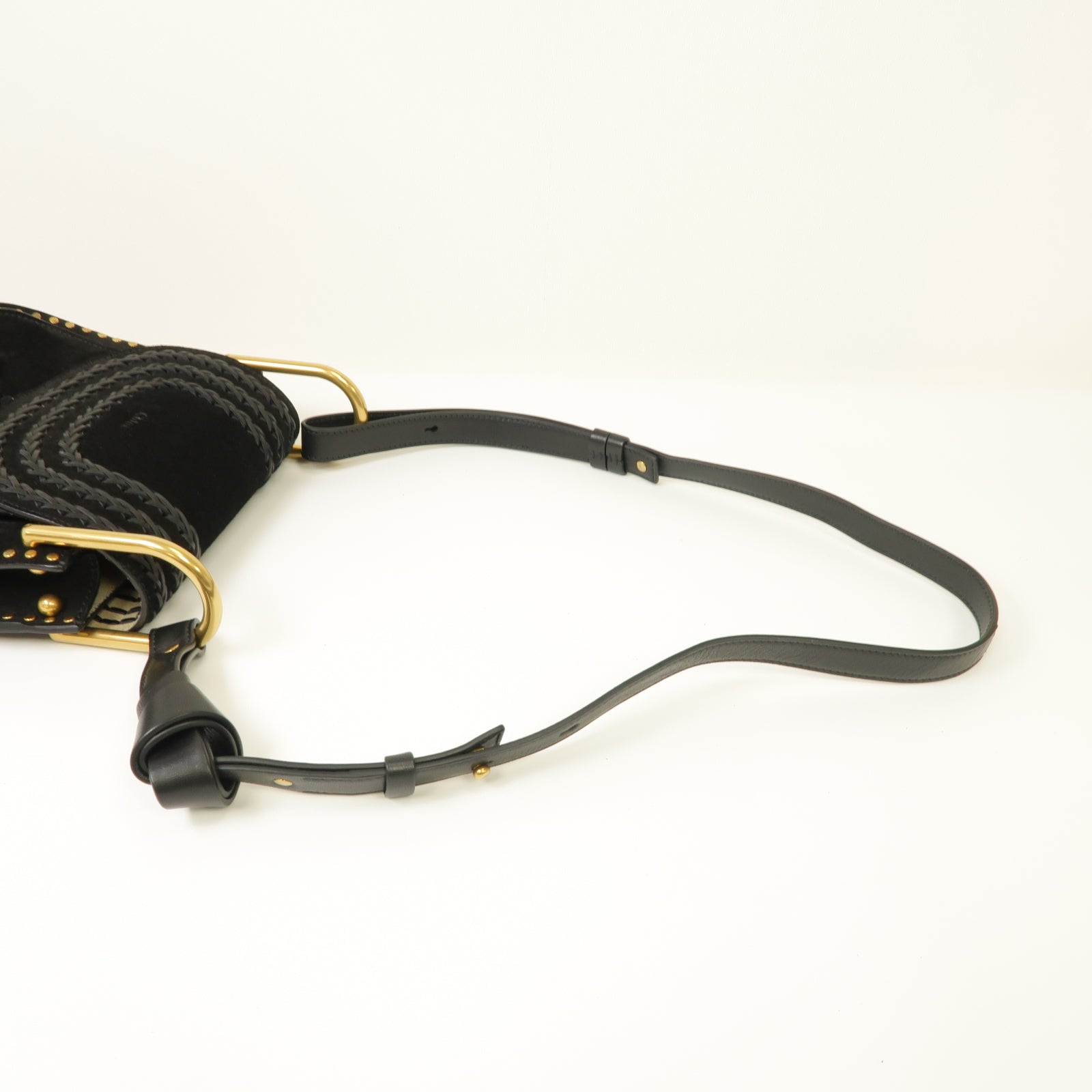 Chloe 【激減優惠】麂皮皮革Hudson Shoulder Bag金扣肩背袋黒色
