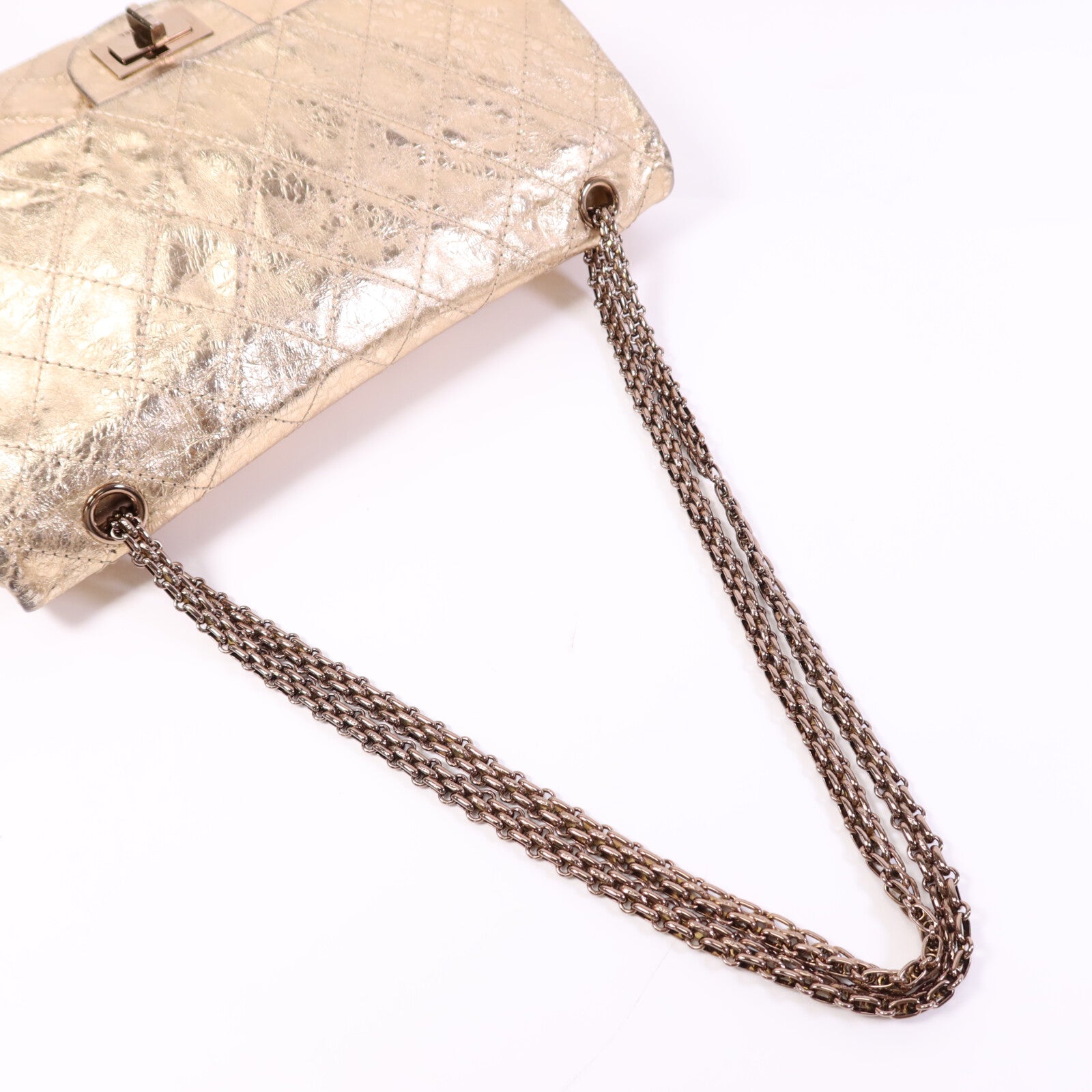 CHANEL 牛皮皮革2.55金扣鏈帶肩背袋