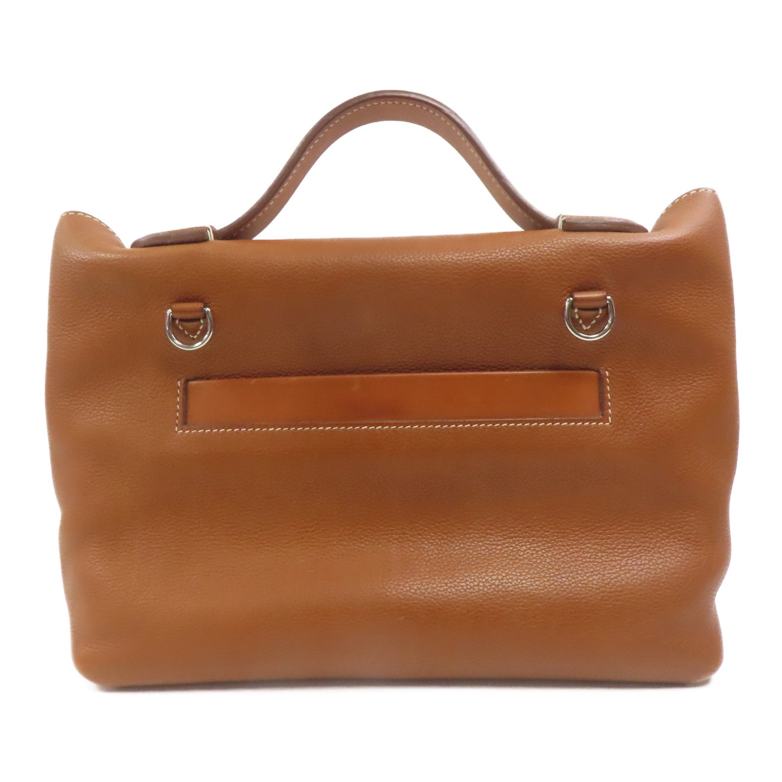 HERMES Barenia皮革24/24銀扣手挽肩背兩用袋啡色