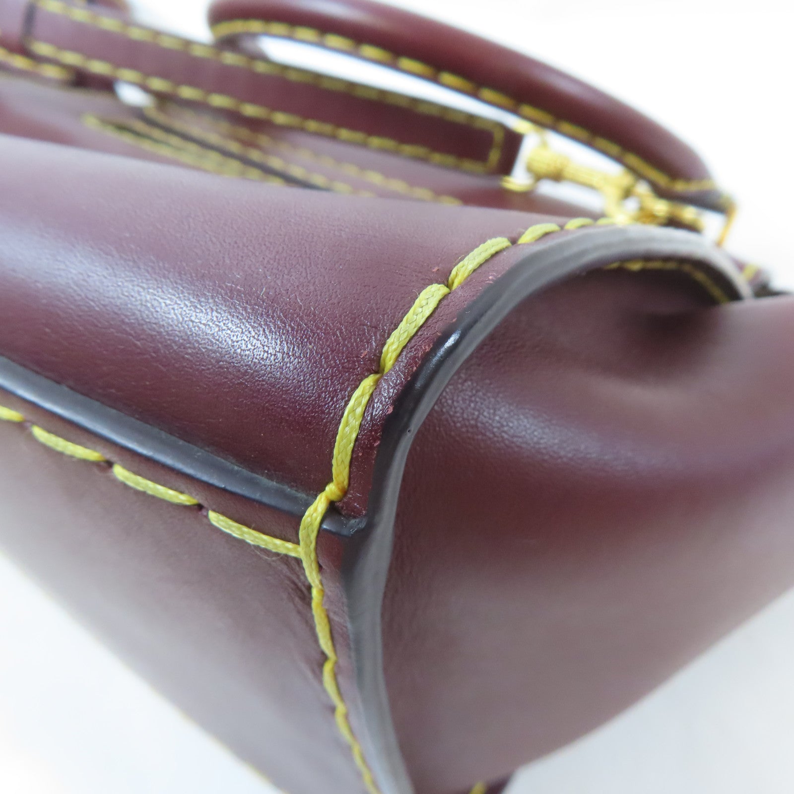 CELINE 牛皮皮革Trapeze金扣手挽肩背兩用袋啡紅色