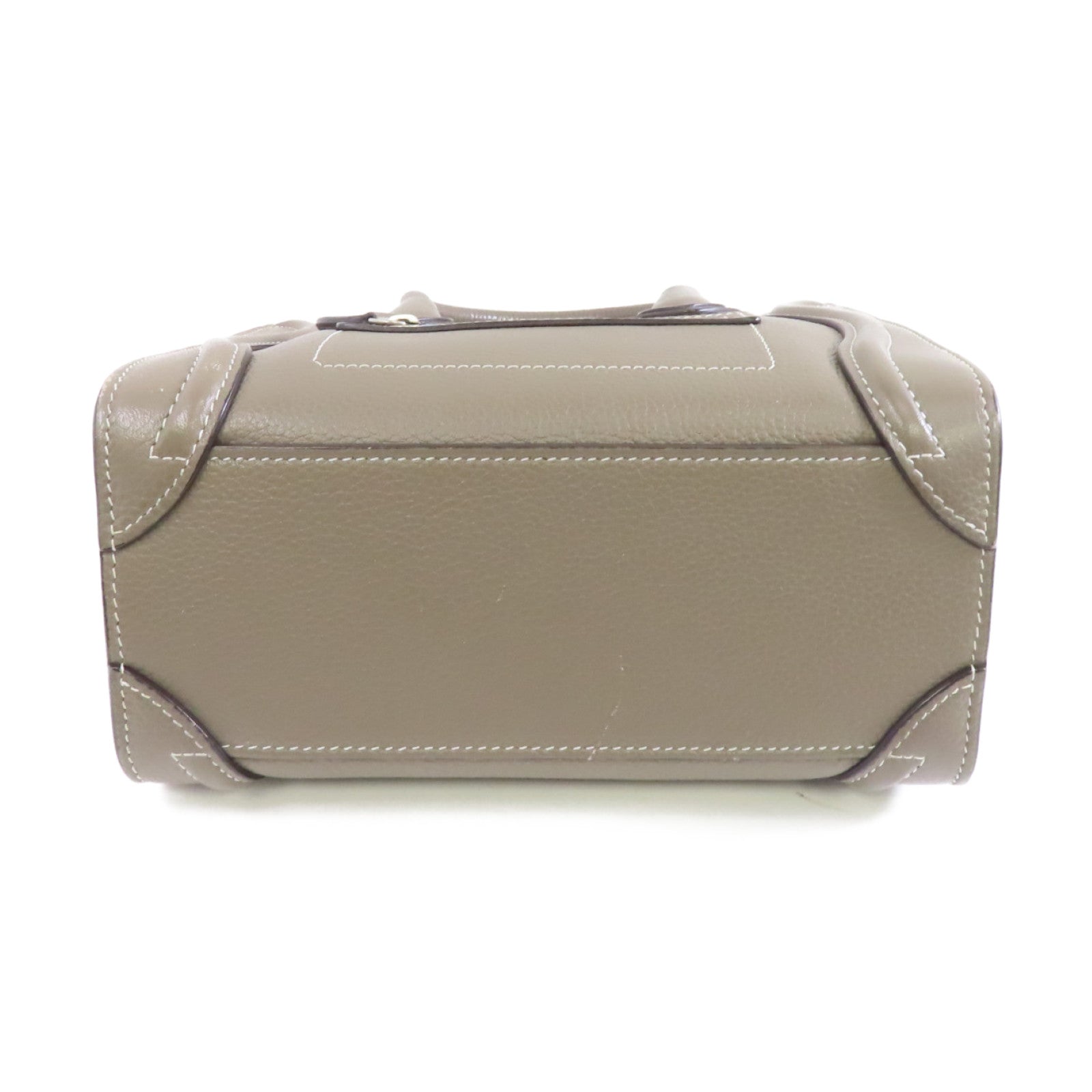 CELINE 牛皮皮革Nano Luggage金扣手挽肩背兩用袋灰色