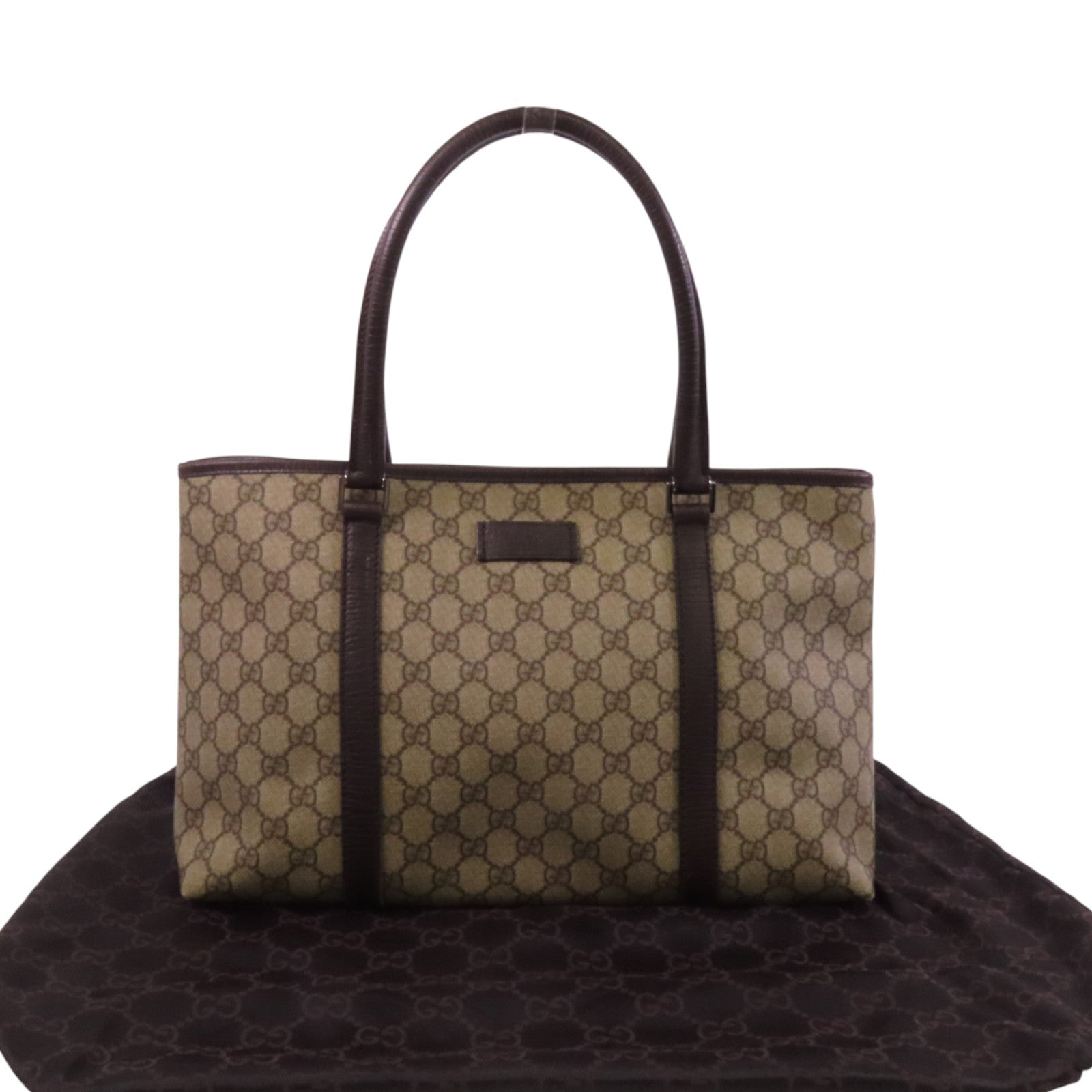 GUCCI 塗層帆布Tote Bag銀扣肩背袋