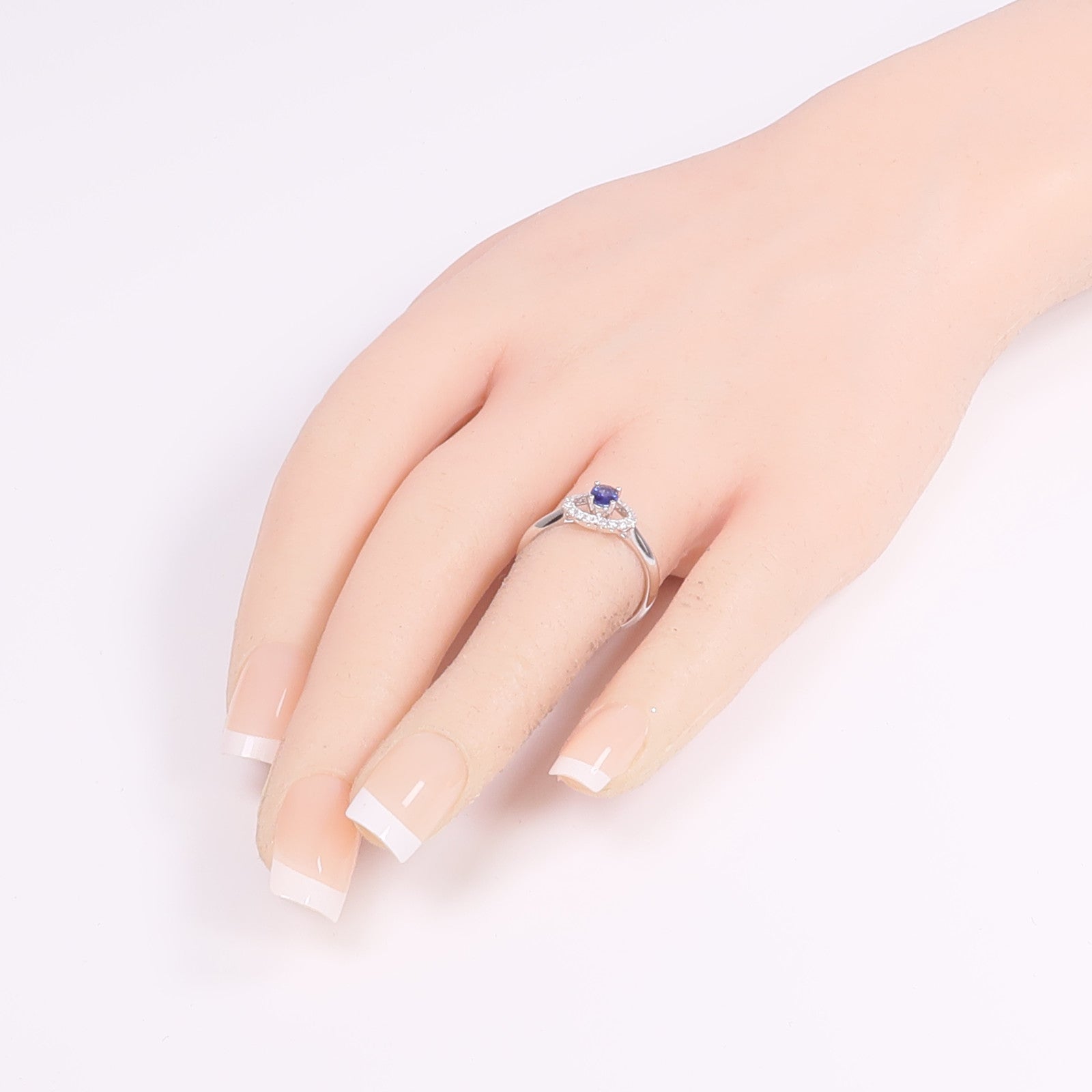 JEWELRY 【激減優惠】18K白金Sapphire Diamond Ring藍寶石/鑽石戒指US#6