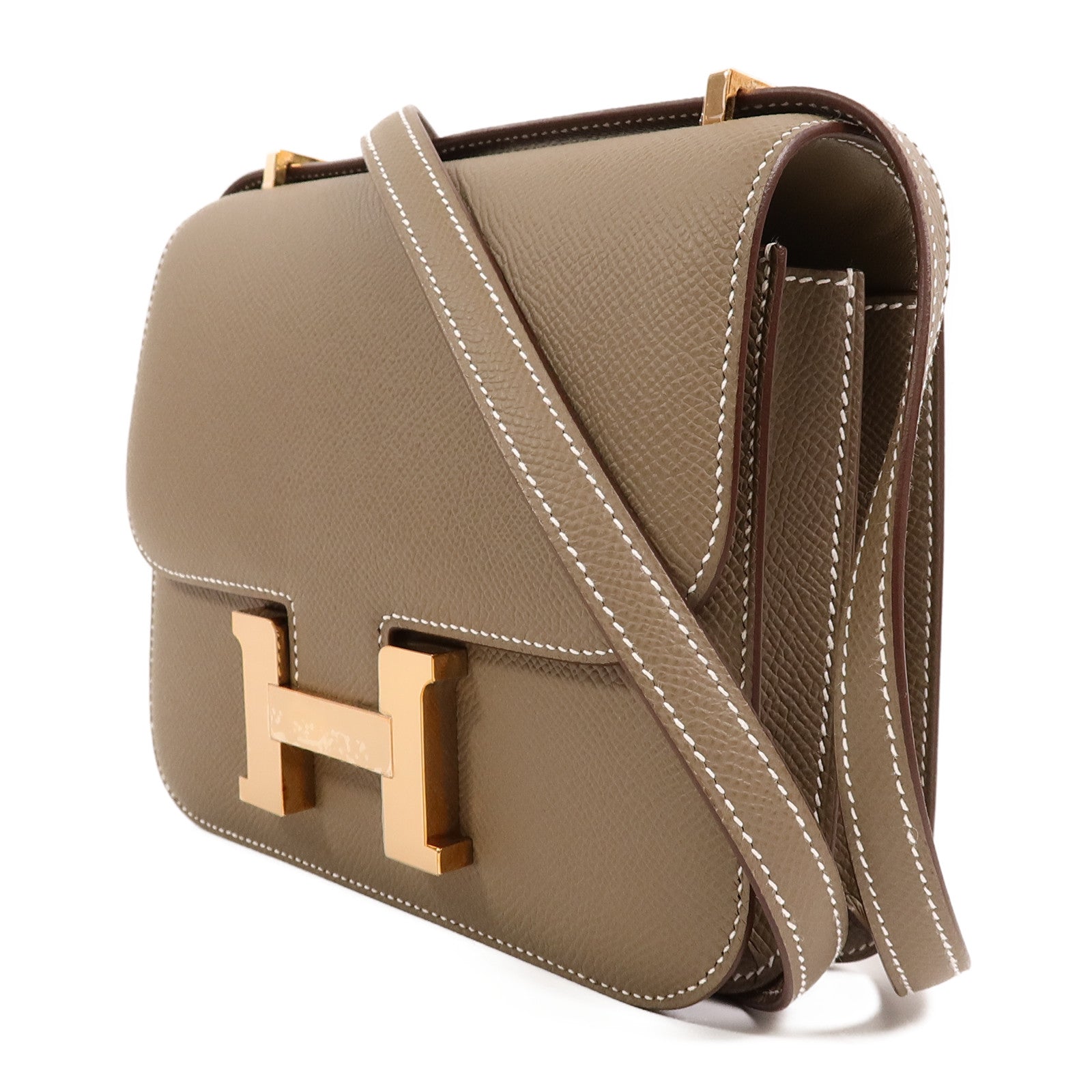 HERMES Epsom皮革Constance Mini肩背袋Etoupe