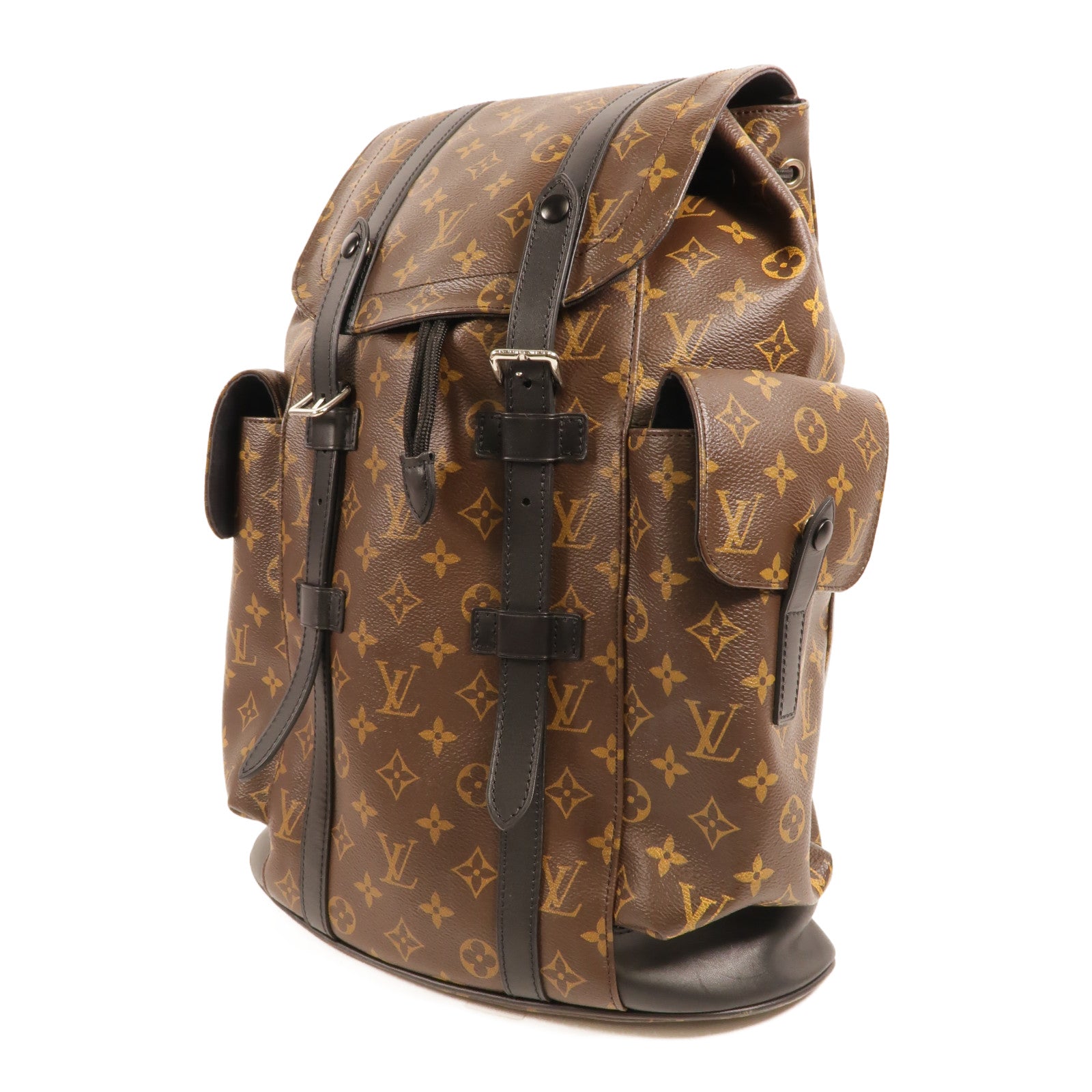 LOUIS VUITTON Monogram Macassar Christopher MM銀扣背包
