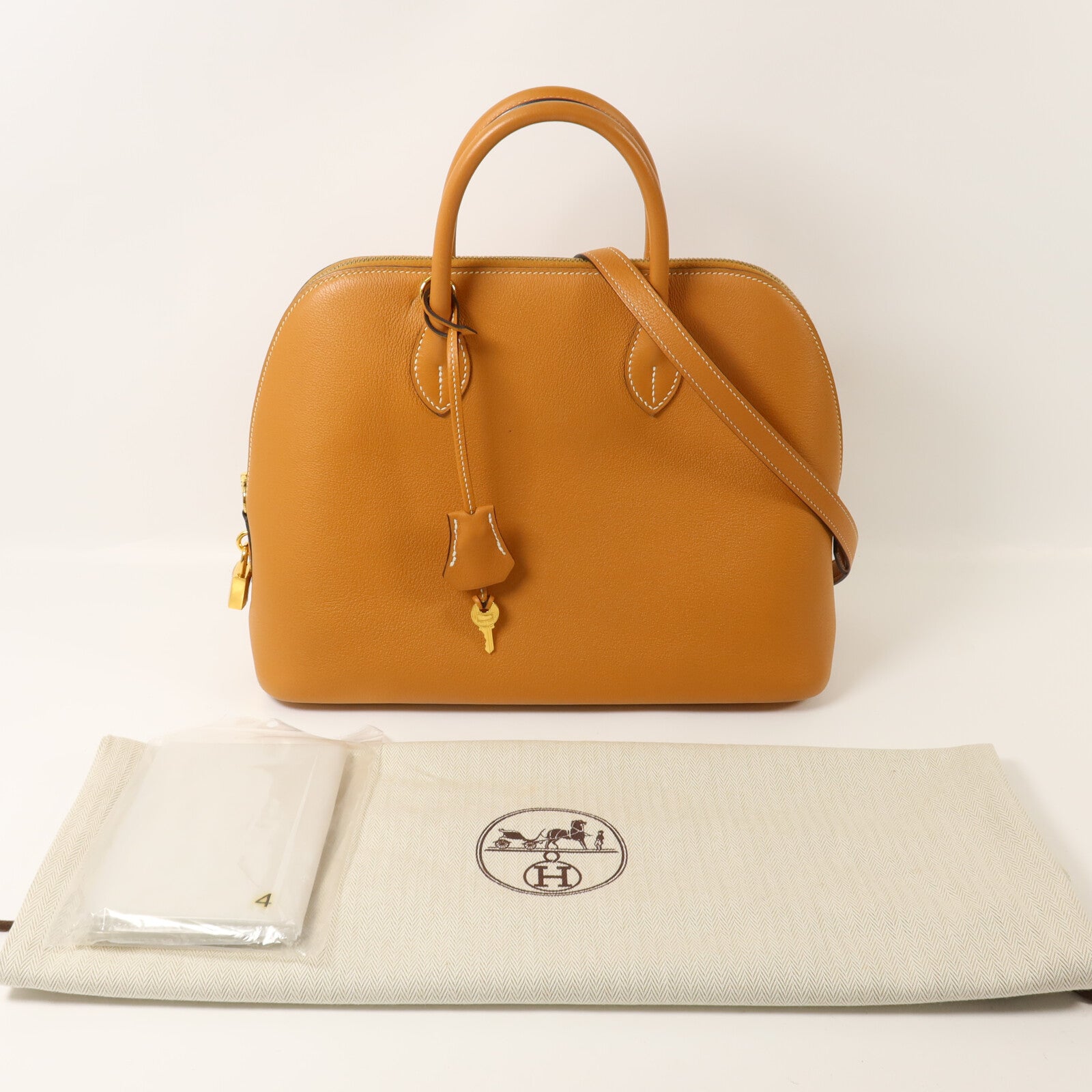 HERMES Novillo皮革Bolide 1923 30手挽肩背兩用袋Gold
