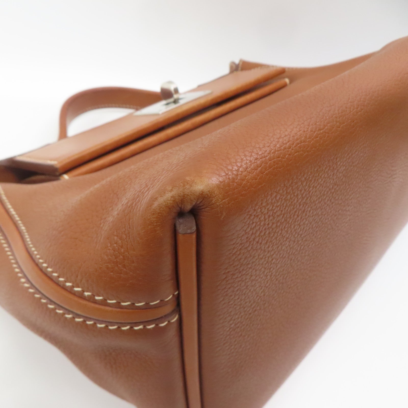 HERMES Barenia皮革24/24銀扣手挽肩背兩用袋啡色
