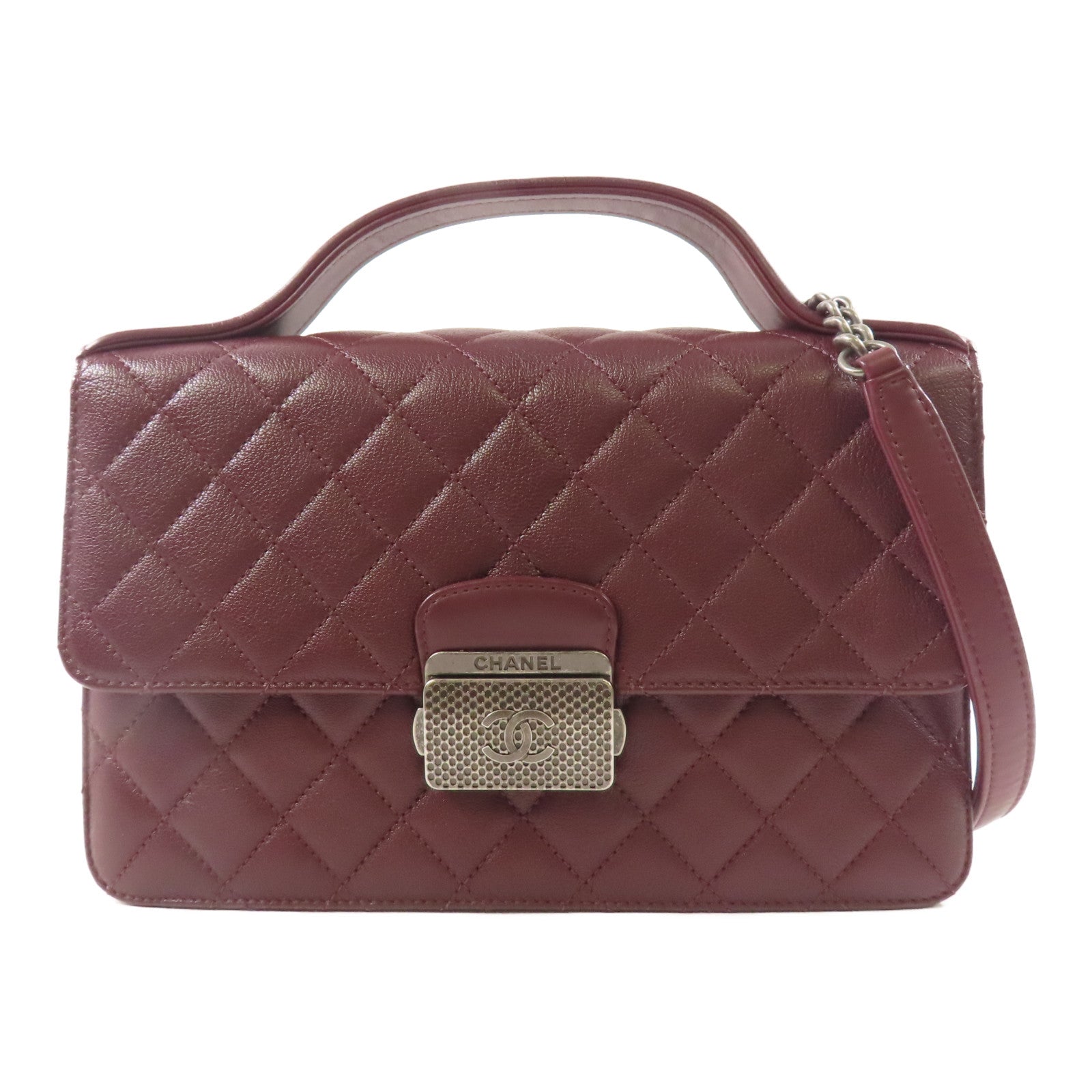 CHANEL 牛皮皮革University Chain Shoulder鏈帶手挽肩背兩用袋