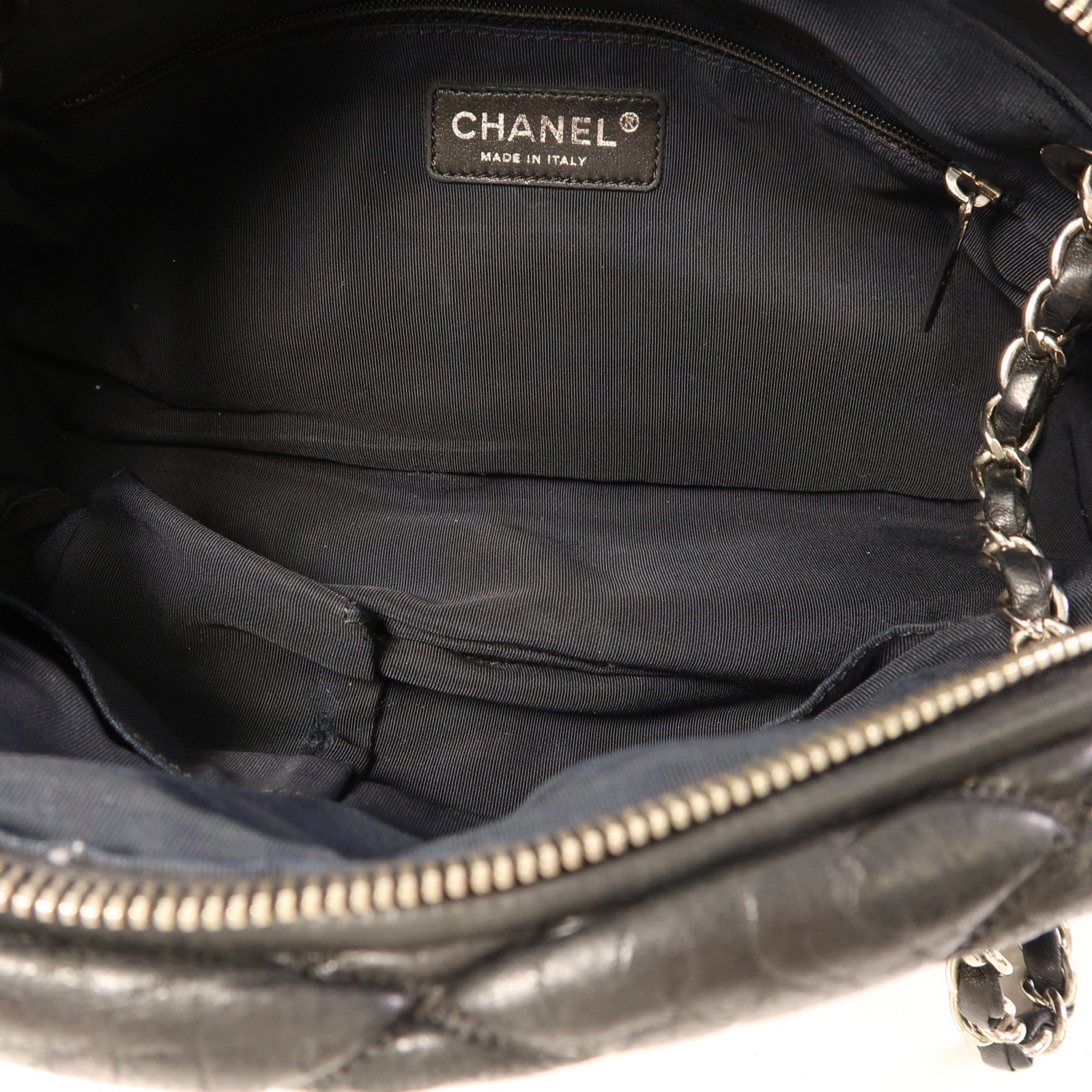 CHANEL 羊皮皮革Chain Shoulder Bag銀扣鏈帶肩背袋