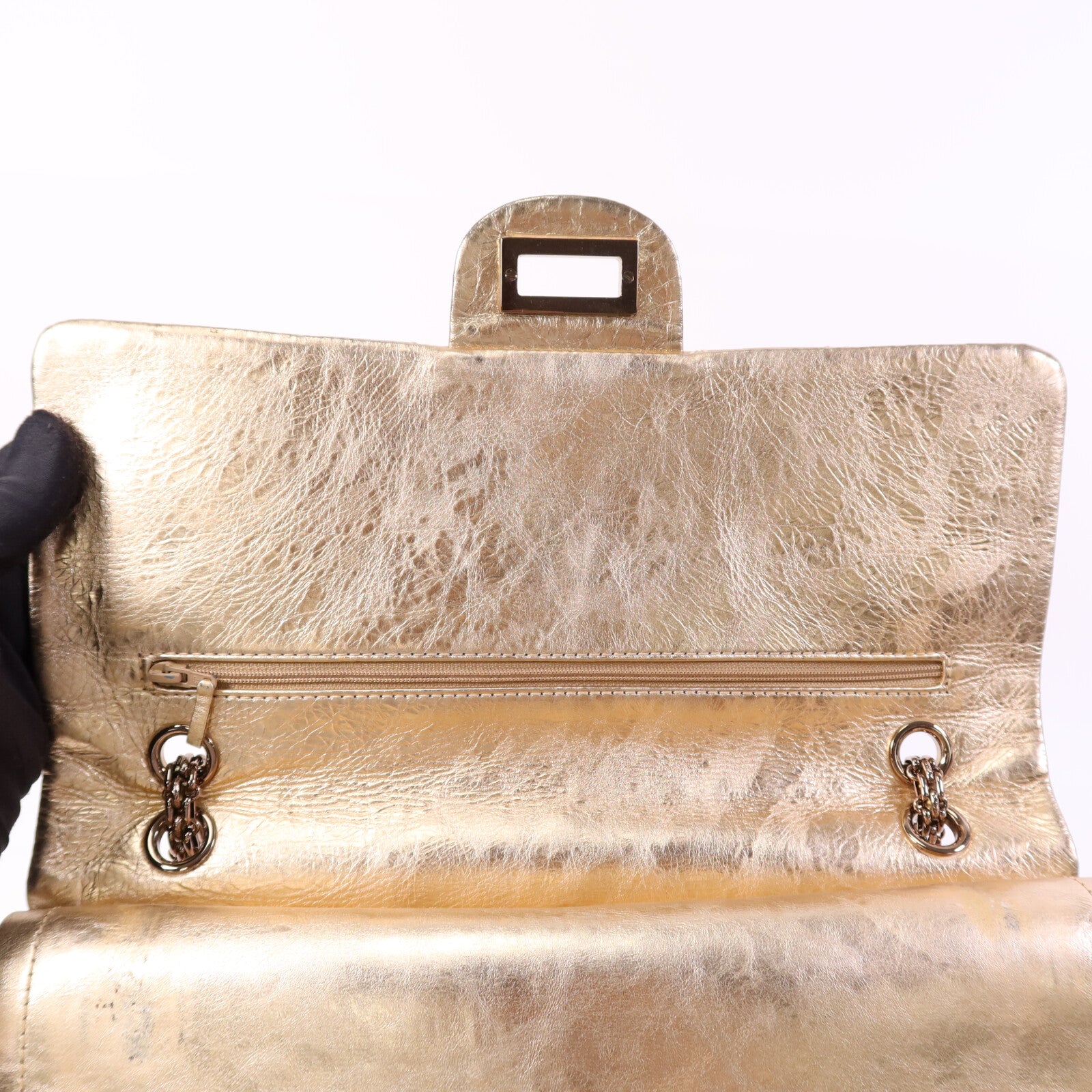 CHANEL 牛皮皮革2.55金扣鏈帶肩背袋