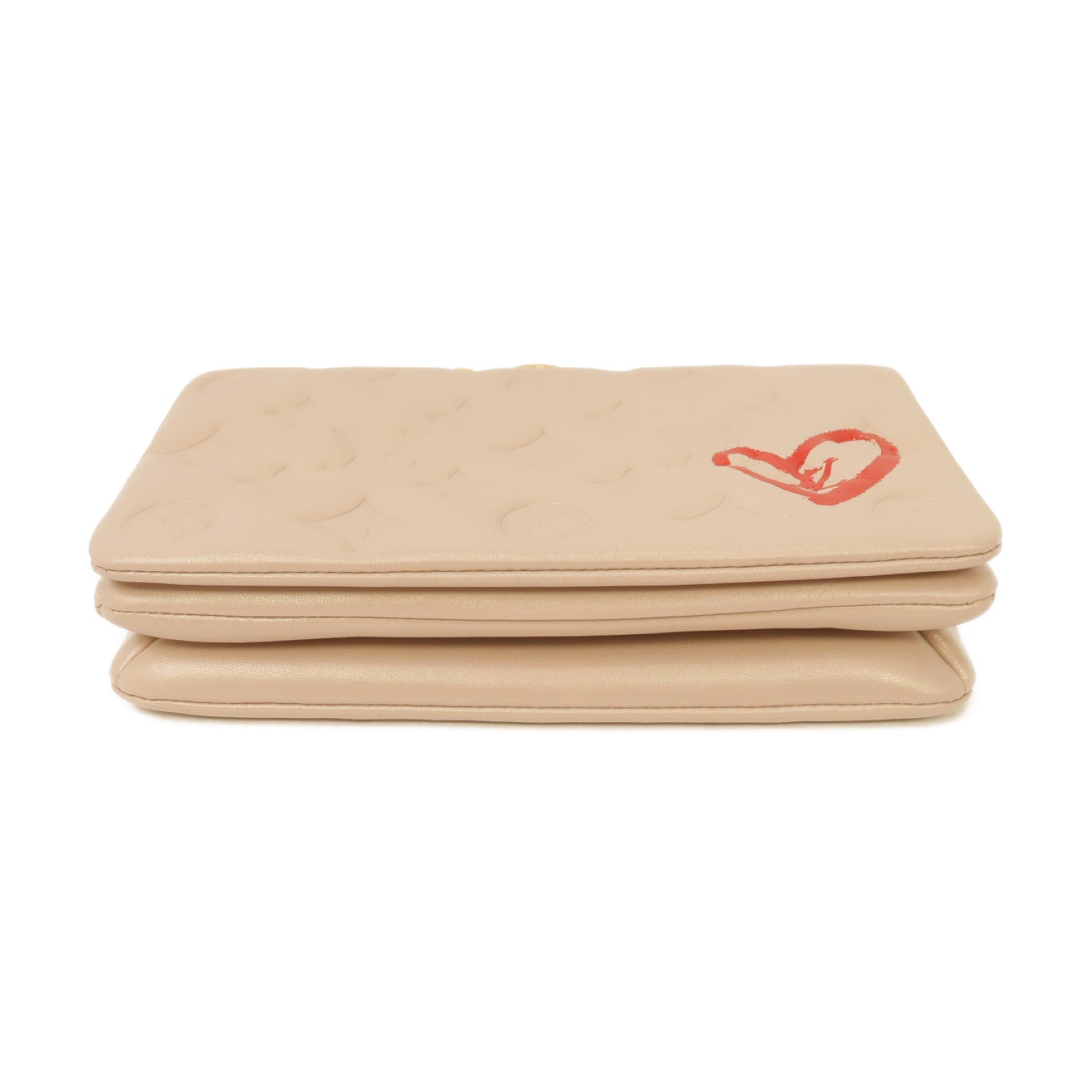 LOUIS VUITTON 【激減優惠】Monogram Embossed Fall In Love Pochette Coussin金扣鏈帶肩背袋粉紅色