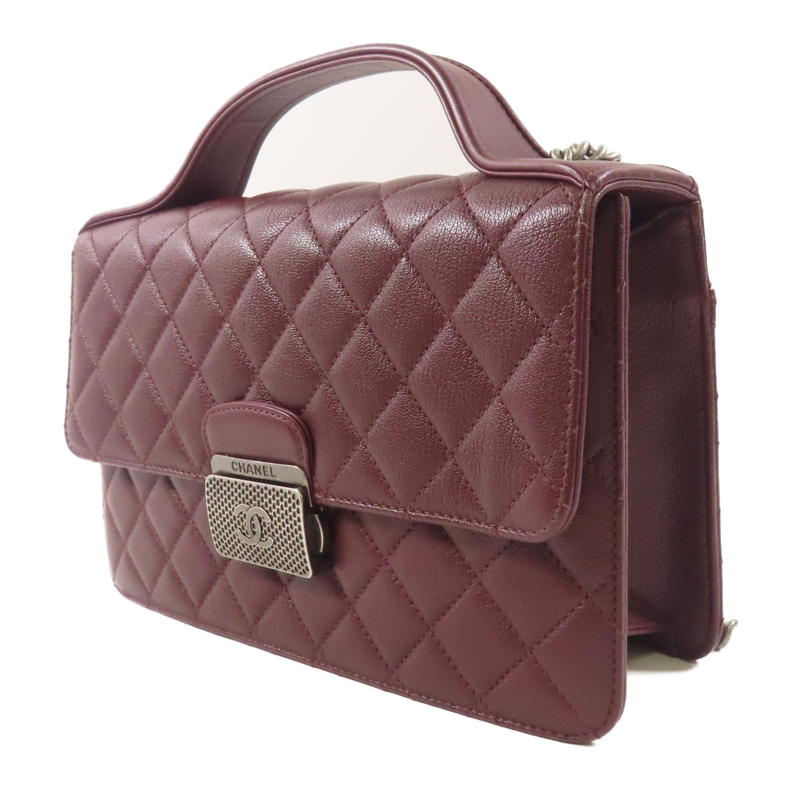 CHANEL 牛皮皮革University Chain Shoulder鏈帶手挽肩背兩用袋