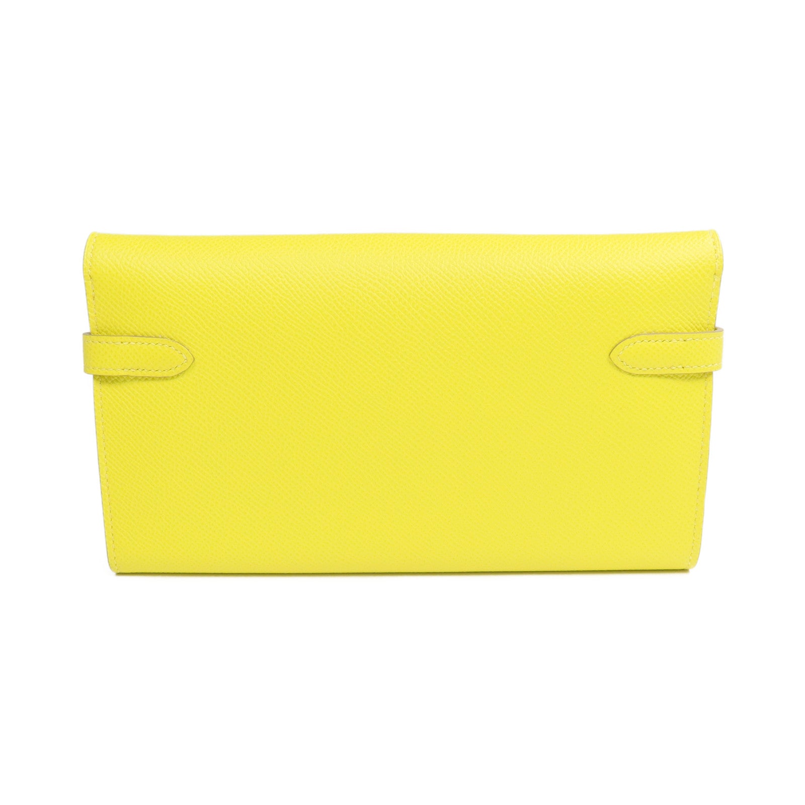 HERMES 【激減優惠】Epsom皮革Kelly Wallet銀扣長錢包Jaune de Naples