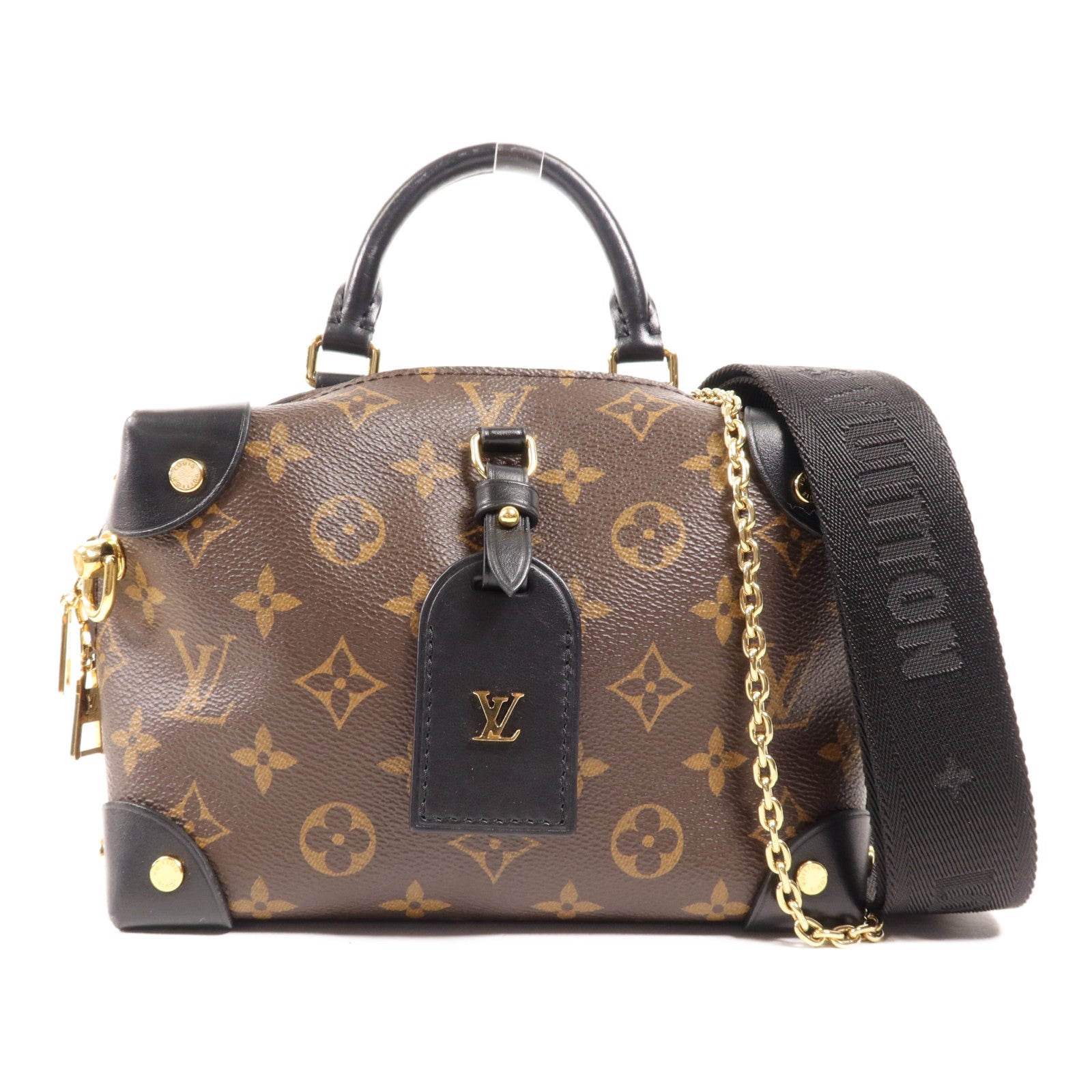 LOUIS VUITTON Monogram Petite Malle Souple金扣手挽肩背兩用袋