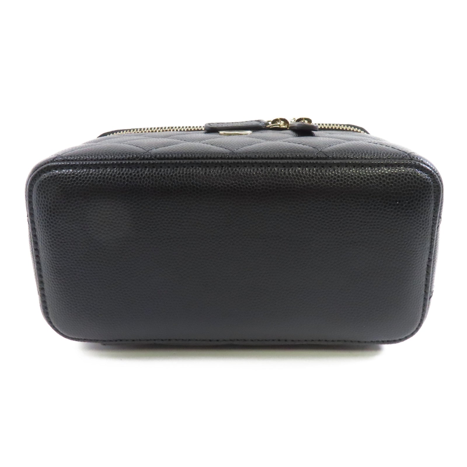 CHANEL 菱格牛皮皮革Vanity Case金扣鏈帶肩背袋黑色