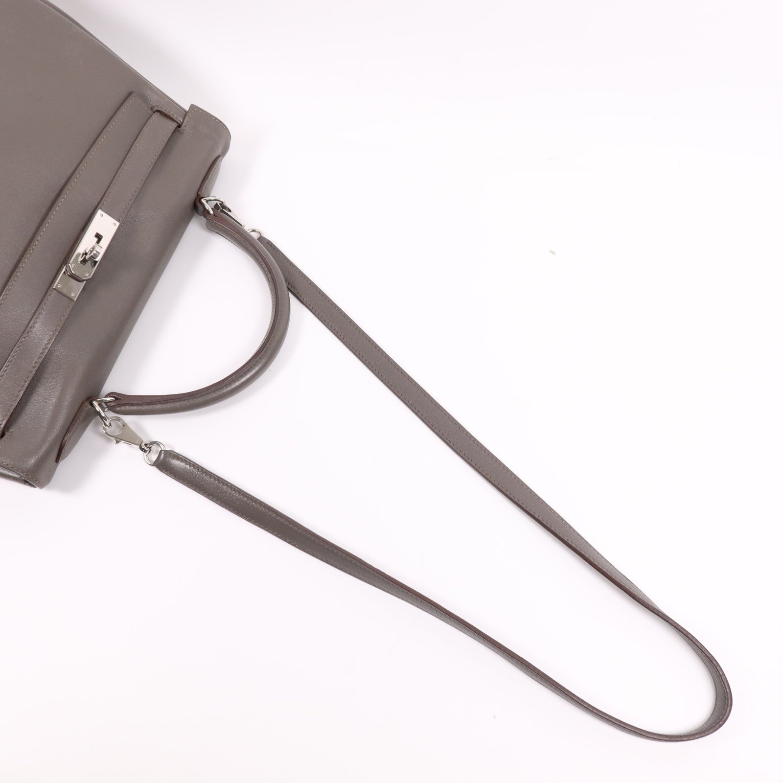 HERMES Evencolor皮革Kelly 32銀扣手挽肩背兩用袋Etain