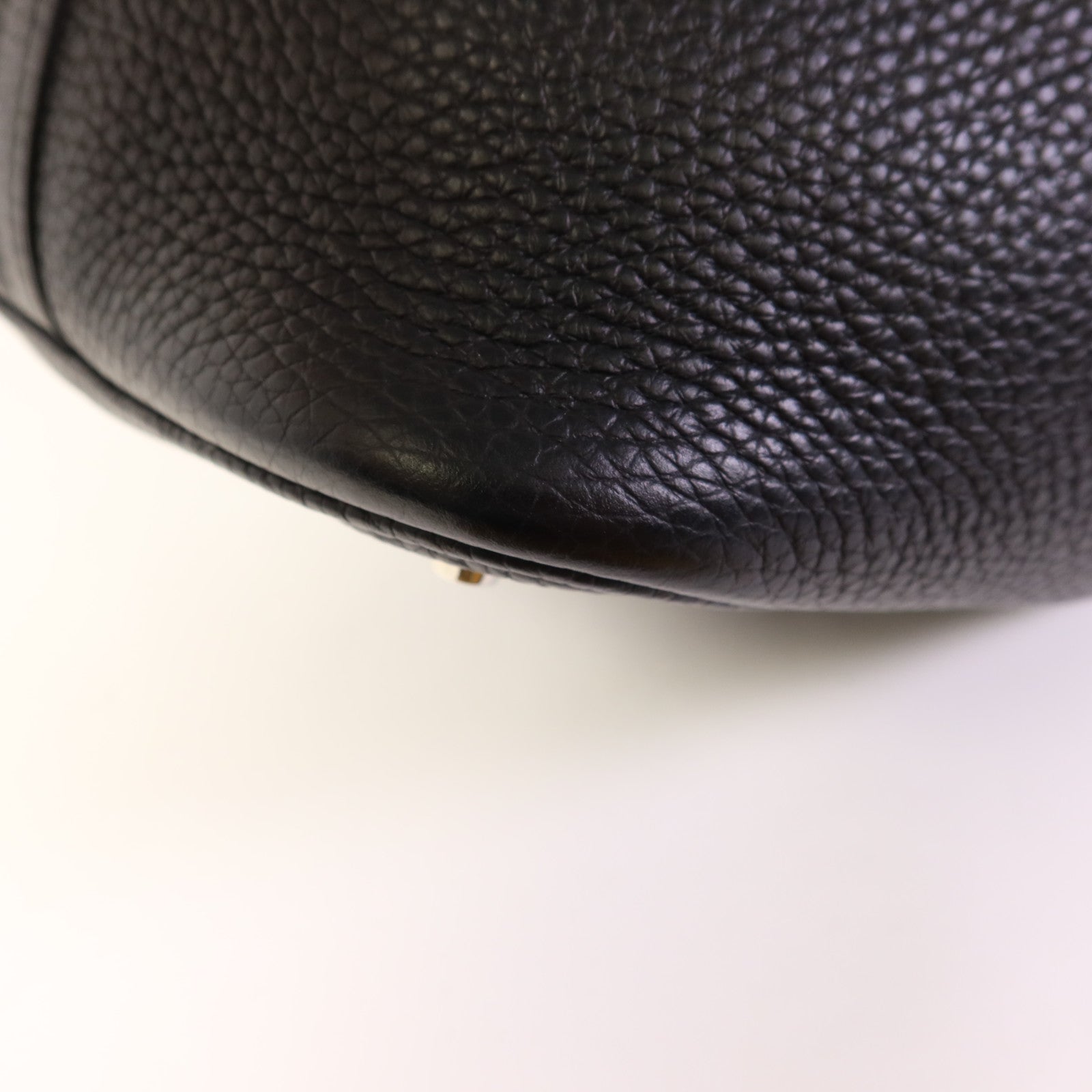 HERMES Clemence皮革Picotin MM銀扣手挽袋Noir