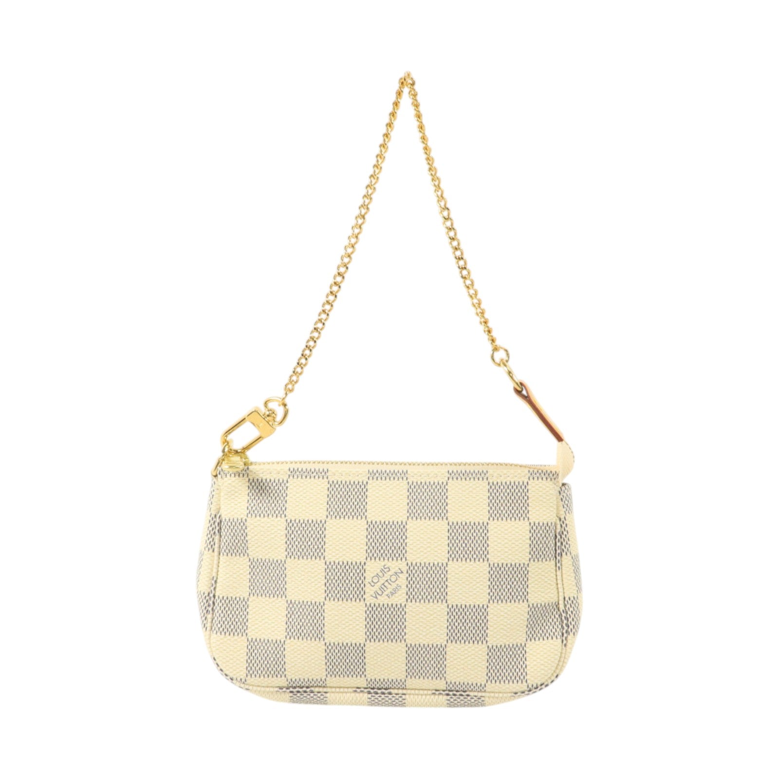 LOUIS VUITTON Damier Azur Mini Pochette Accessories金扣鏈帶手挽袋