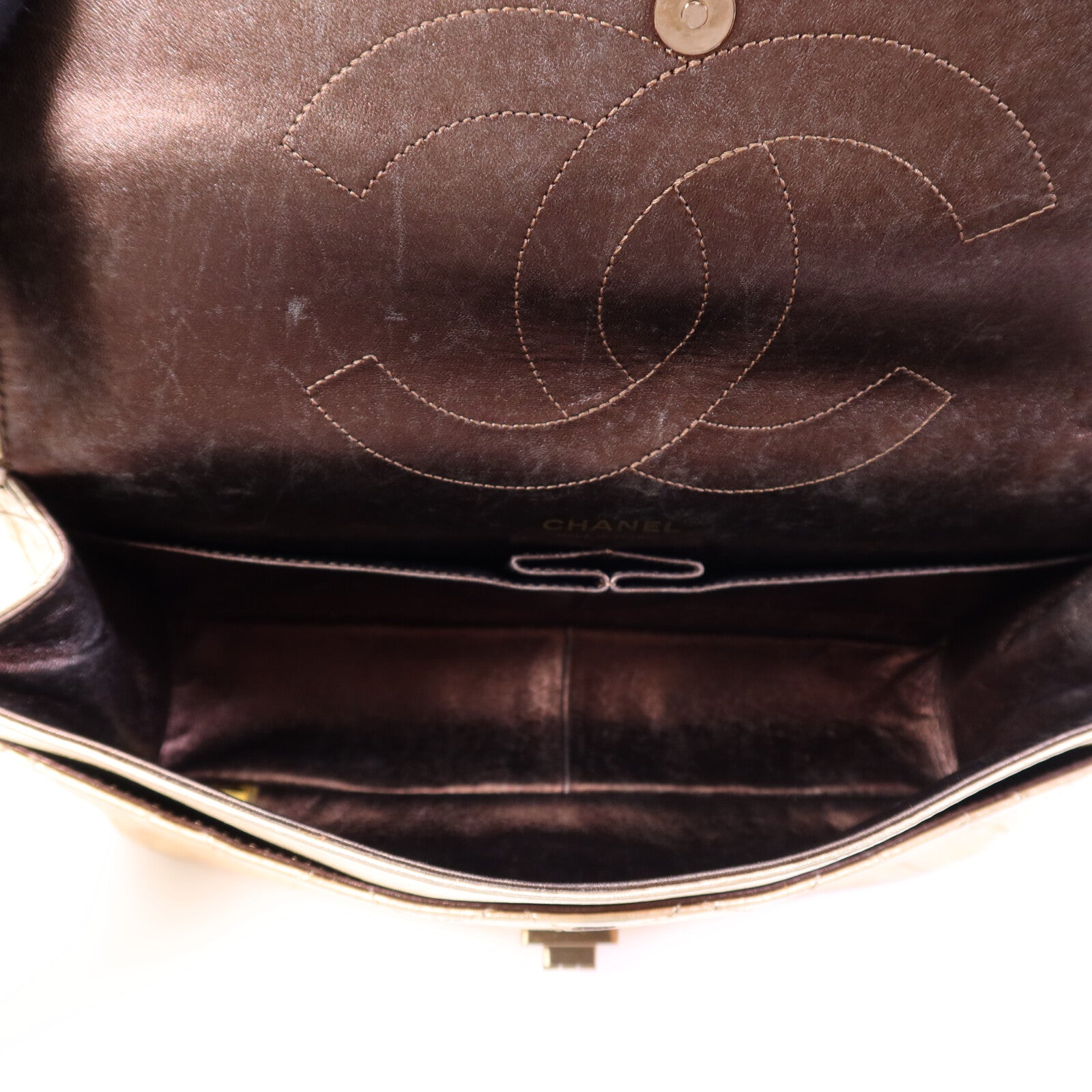 CHANEL 牛皮皮革2.55金扣鏈帶肩背袋