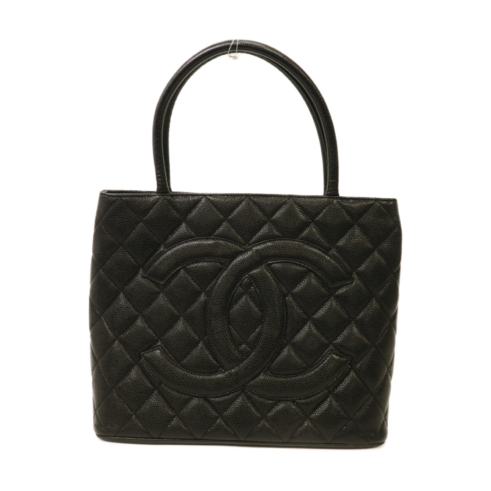 CHANEL 菱格Caviar皮革Handbag/Tote Bag銀扣手挽袋黑色