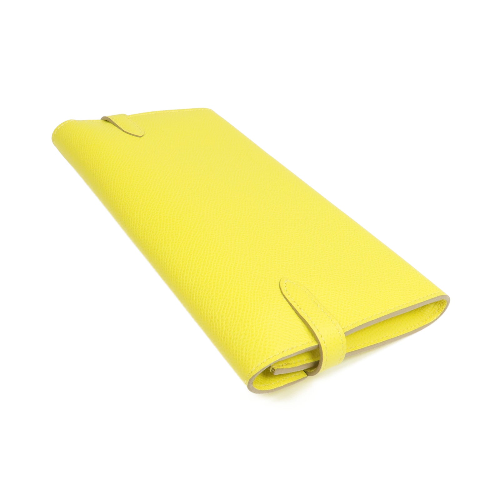 HERMES 【激減優惠】Epsom皮革Kelly Wallet銀扣長錢包Jaune de Naples