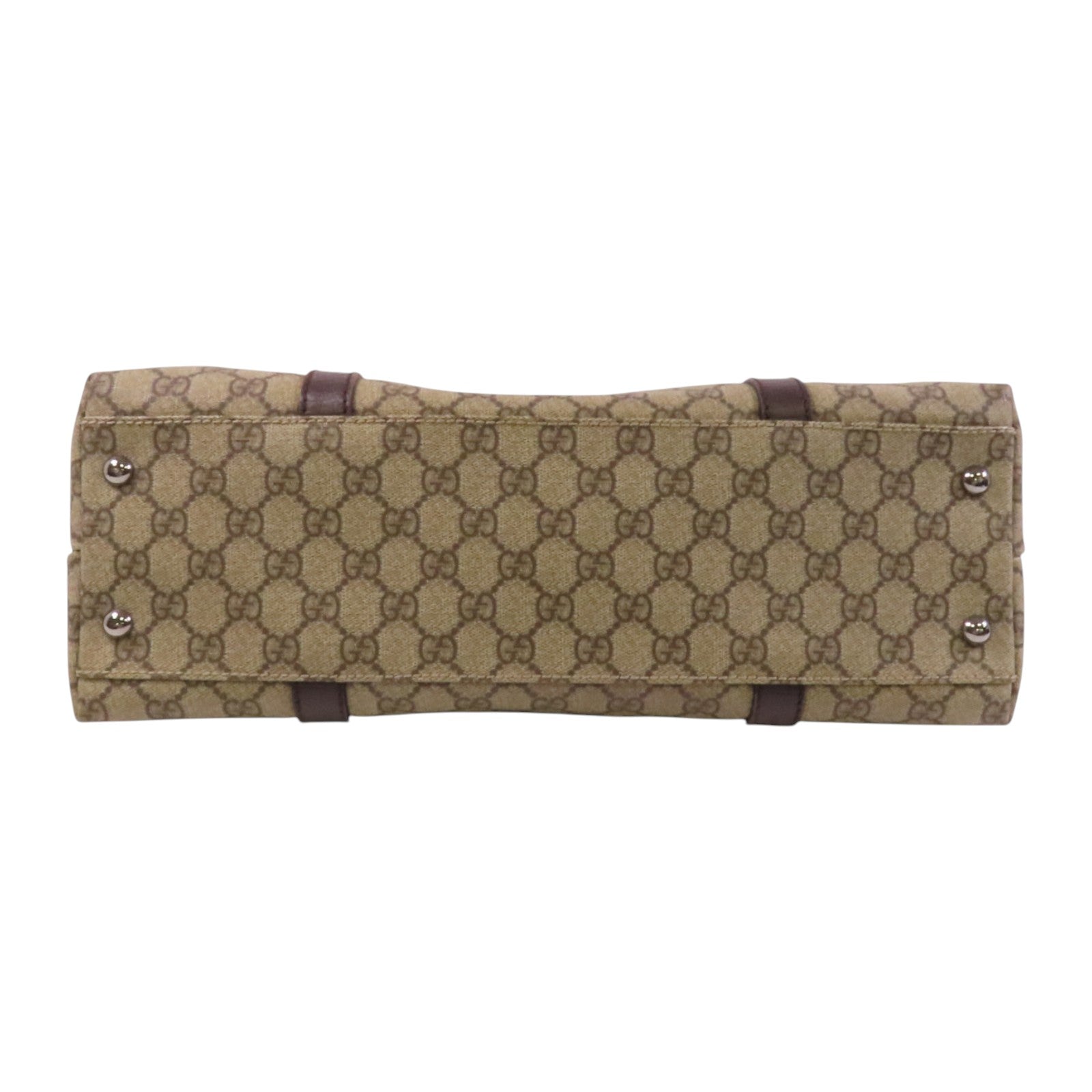 GUCCI 塗層帆布Tote Bag銀扣肩背袋