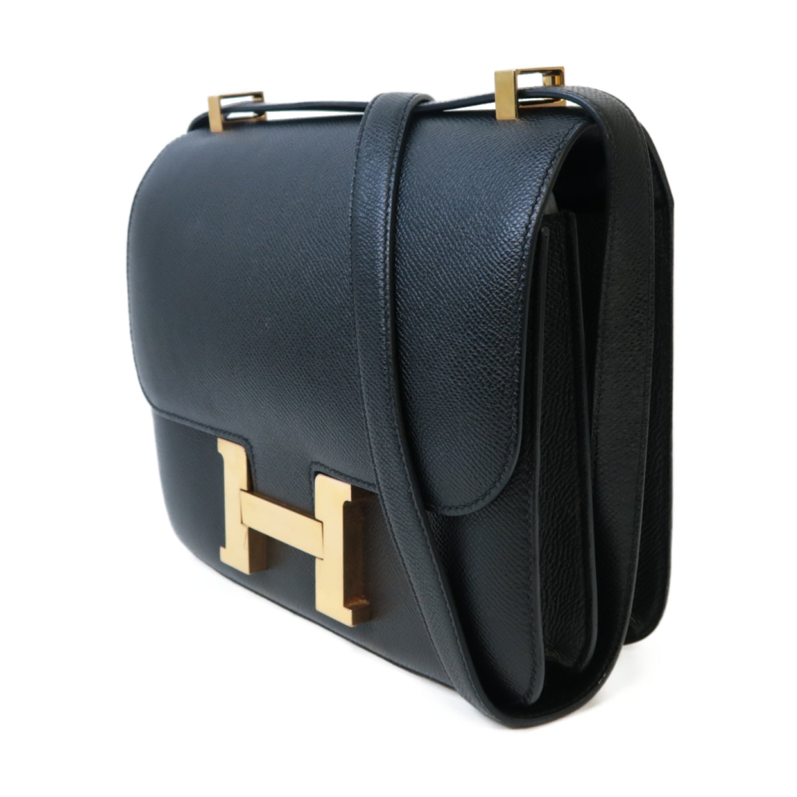 HERMES 【激減優惠】Epsom皮革Constance 24金扣肩背袋Noir黑色