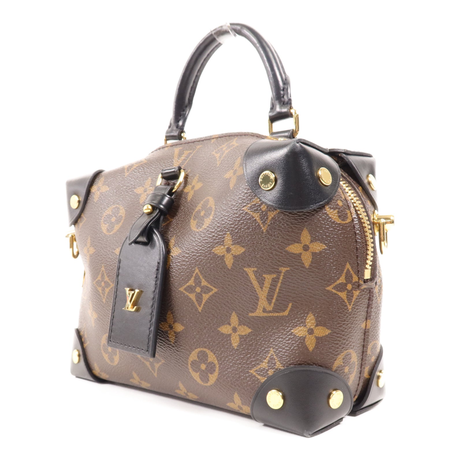 LOUIS VUITTON Monogram Petite Malle Souple金扣手挽肩背兩用袋