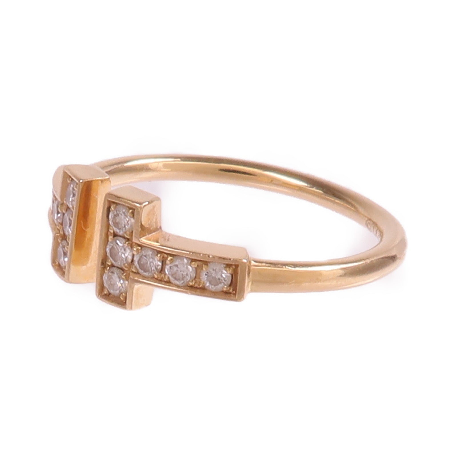 TIFFANY＆CO 【激減優惠】18K玫瑰金T Diamond Wire Ring鑽石戒指US#4.5
