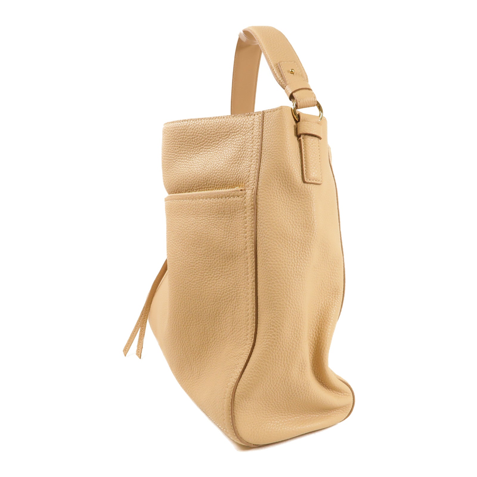 Salvatore Ferragamo 牛皮皮革Shoulder Bag金扣肩背袋米色