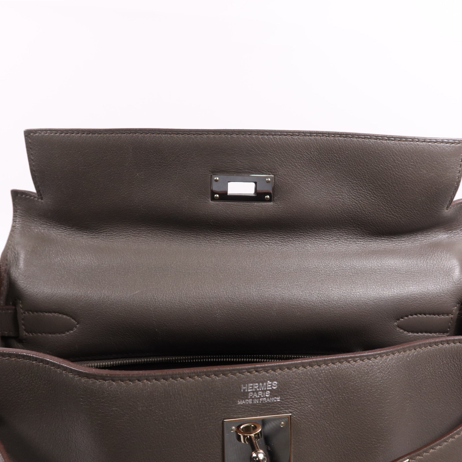 HERMES Evencolor皮革Kelly 32銀扣手挽肩背兩用袋Etain