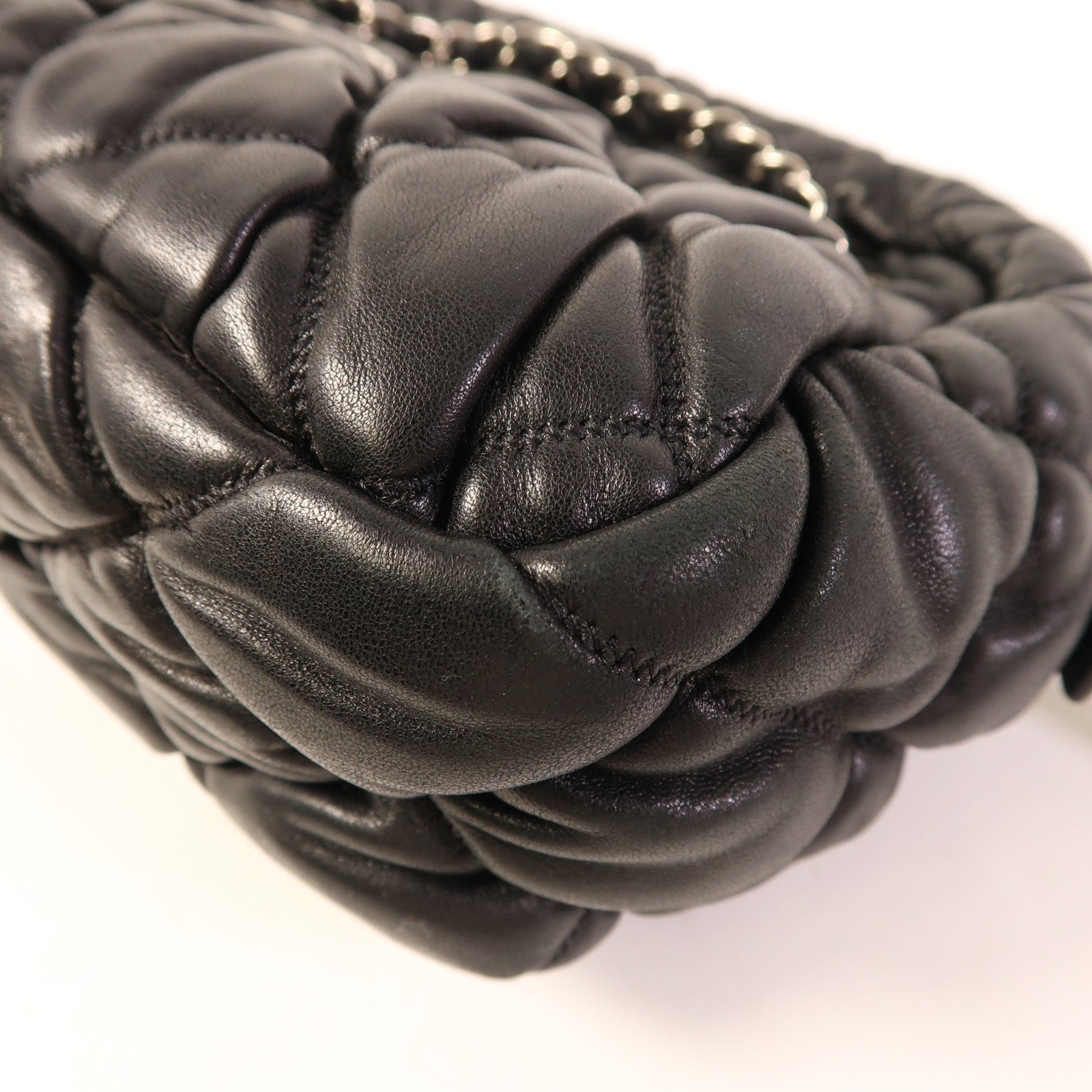 CHANEL 羊皮皮革Chain Shoulder Bag銀扣鏈帶肩背袋