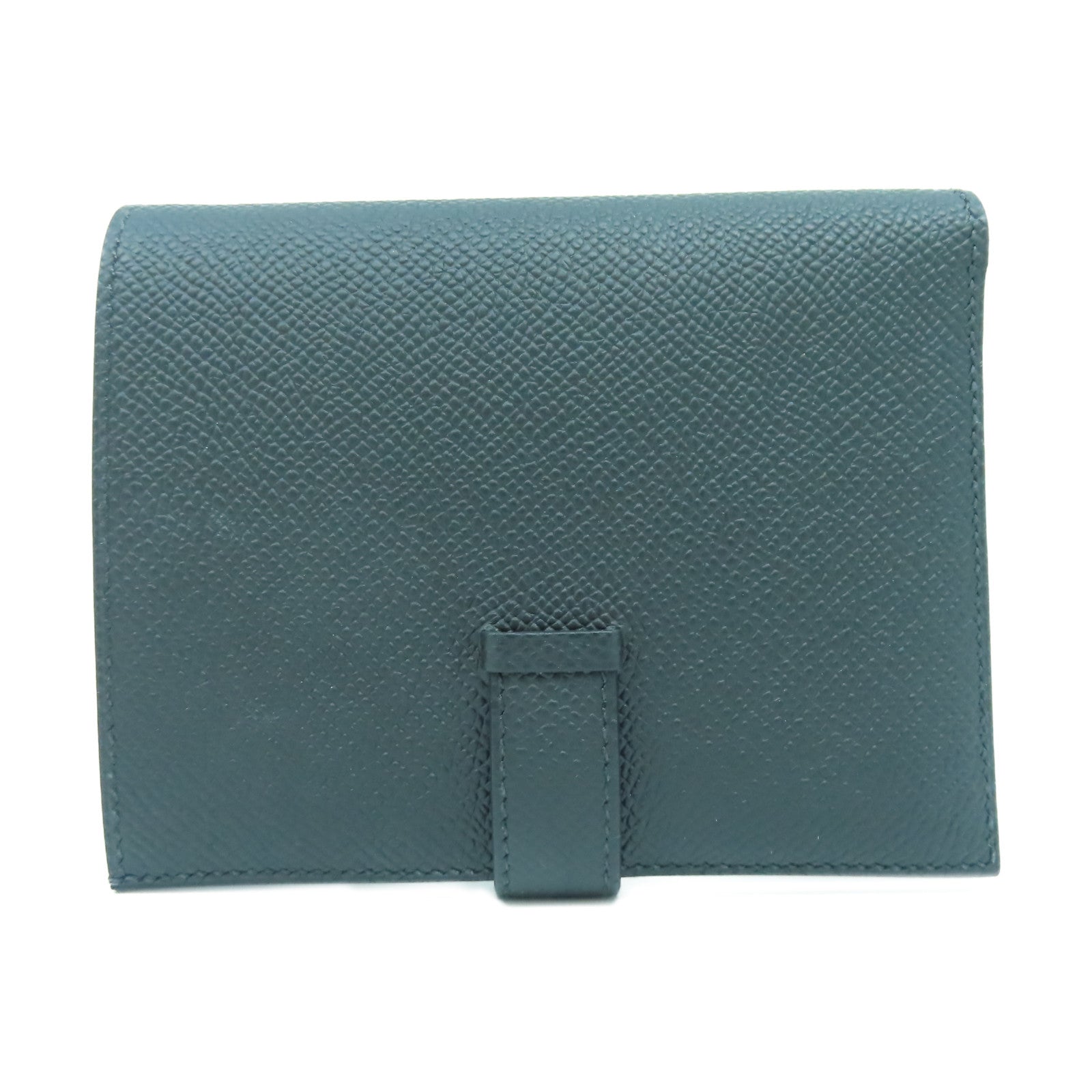 HERMES 【激減優惠】Veau Epsom皮革Compact Wallet銀扣錢包經典黑色