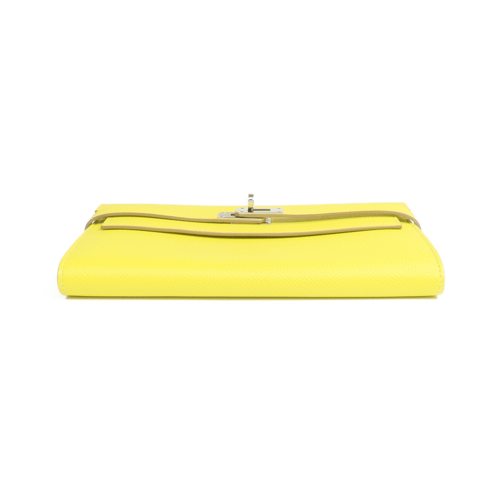 HERMES 【激減優惠】Epsom皮革Kelly Wallet銀扣長錢包Jaune de Naples