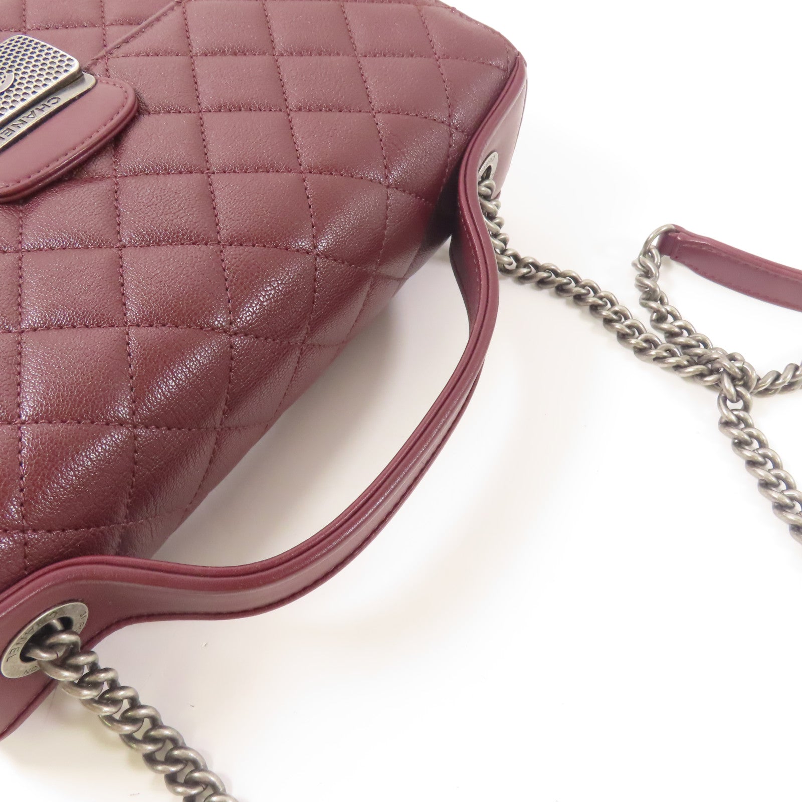 CHANEL 牛皮皮革University Chain Shoulder鏈帶手挽肩背兩用袋