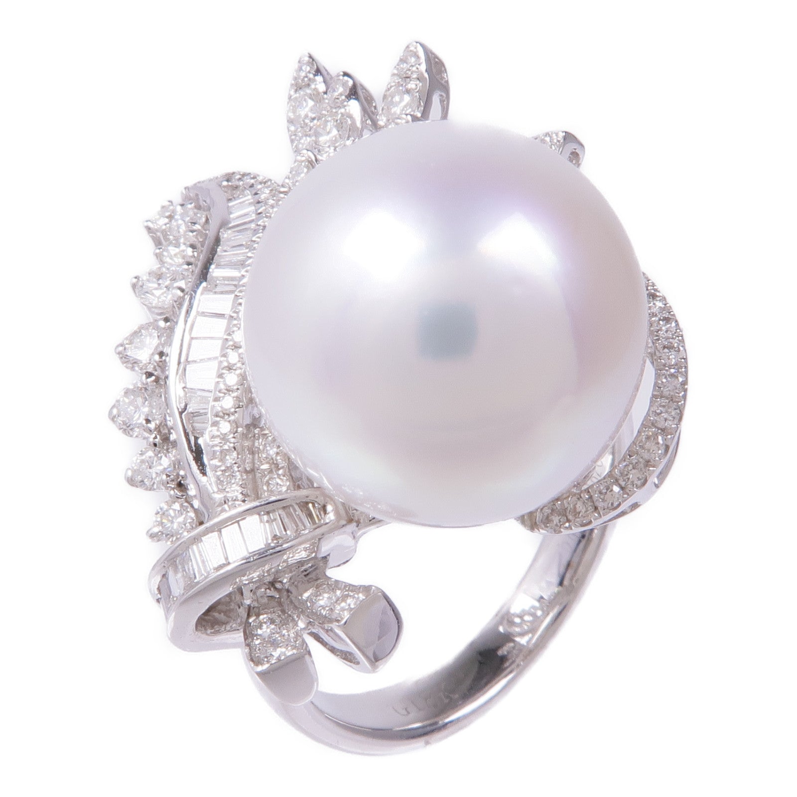 JEWELRY 18K白金Pearl Diamond Ring珍珠/鑽石戒指US#7.25