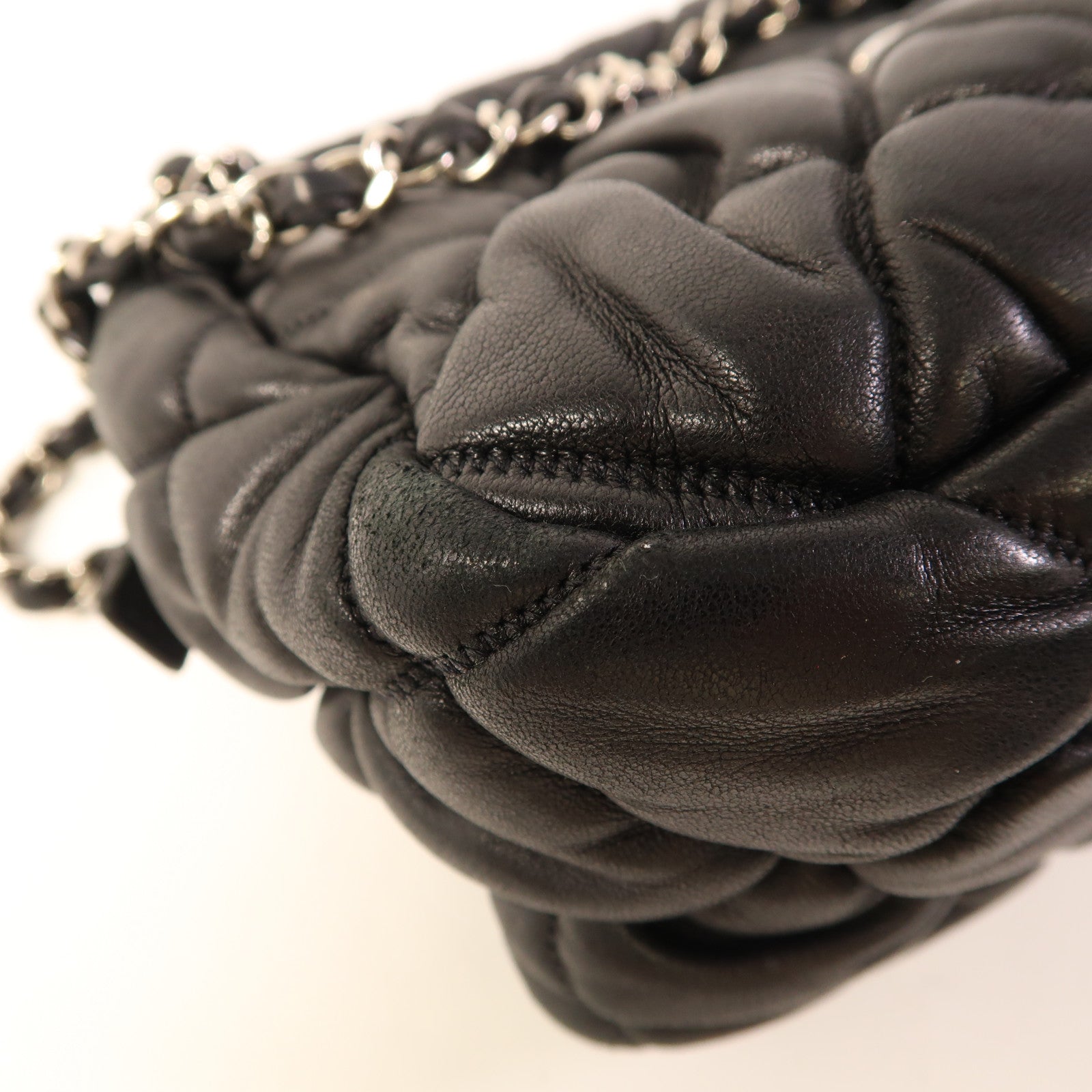 CHANEL 羊皮皮革Chain Shoulder Bag銀扣鏈帶肩背袋