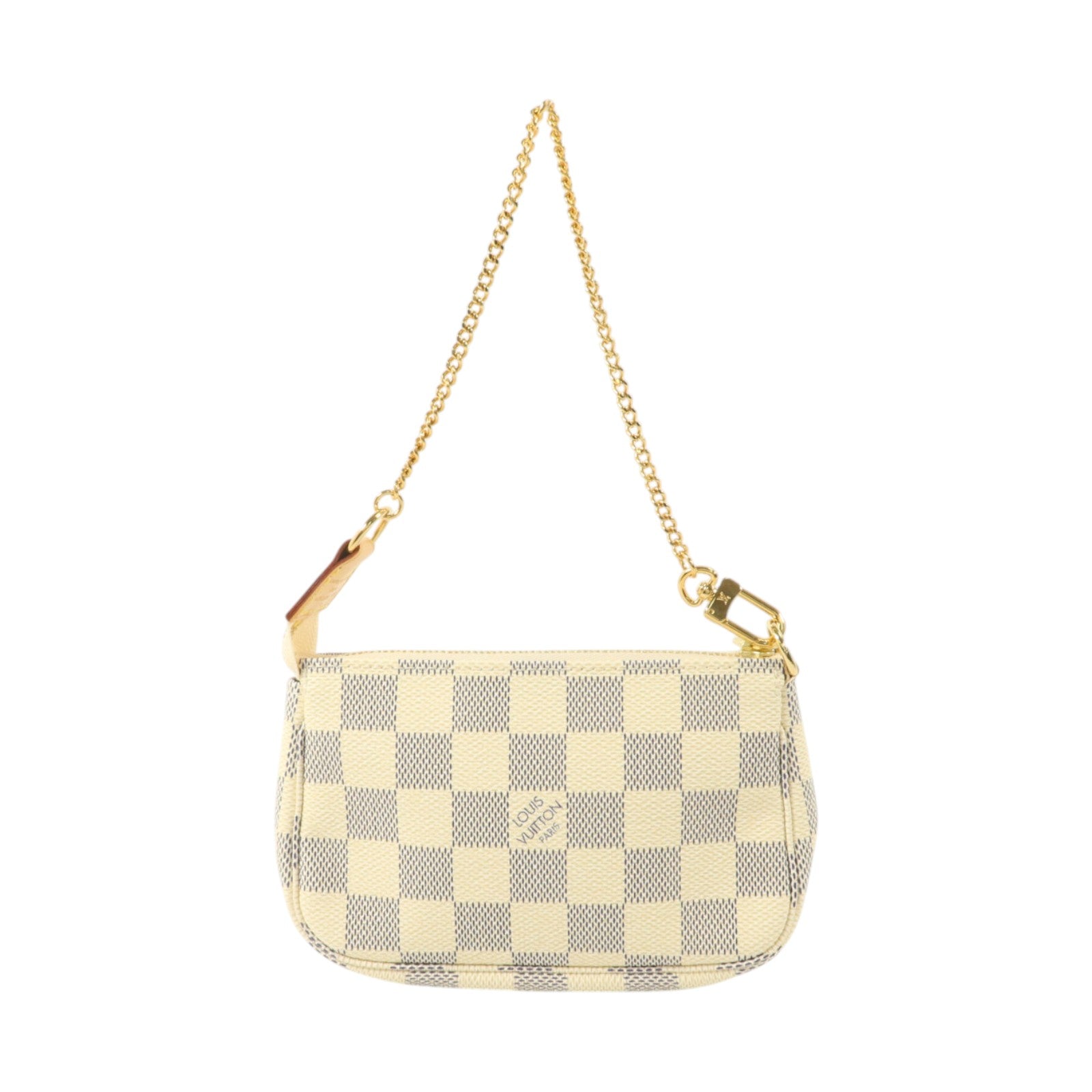 LOUIS VUITTON Damier Azur Mini Pochette Accessories金扣鏈帶手挽袋
