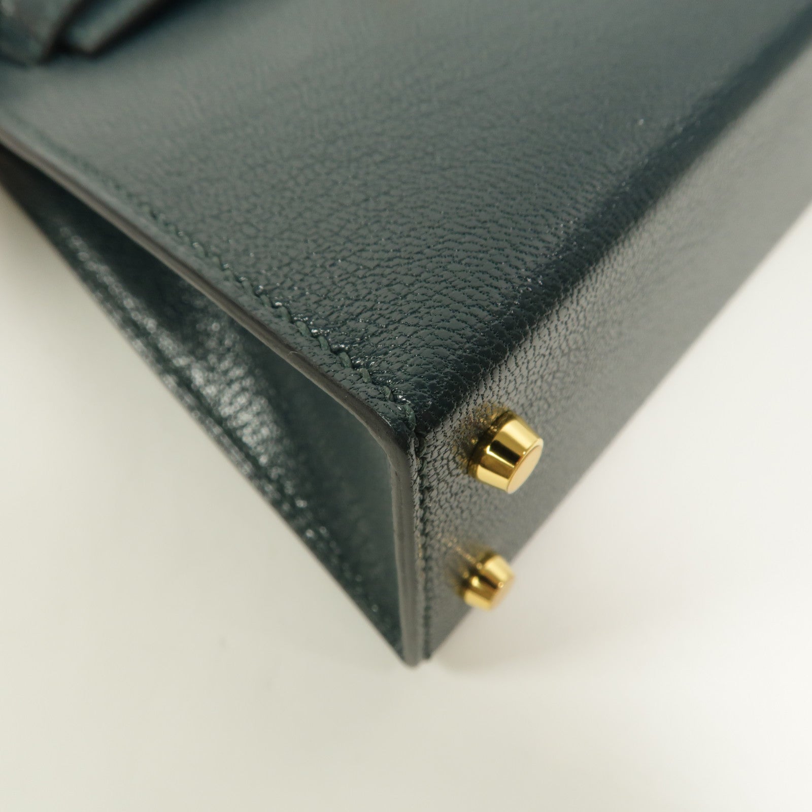 HERMES Chevre皮革/蜥蝪皮革Mini Kelly II Touch手挽肩背兩用袋Vert Cypres/Ombre