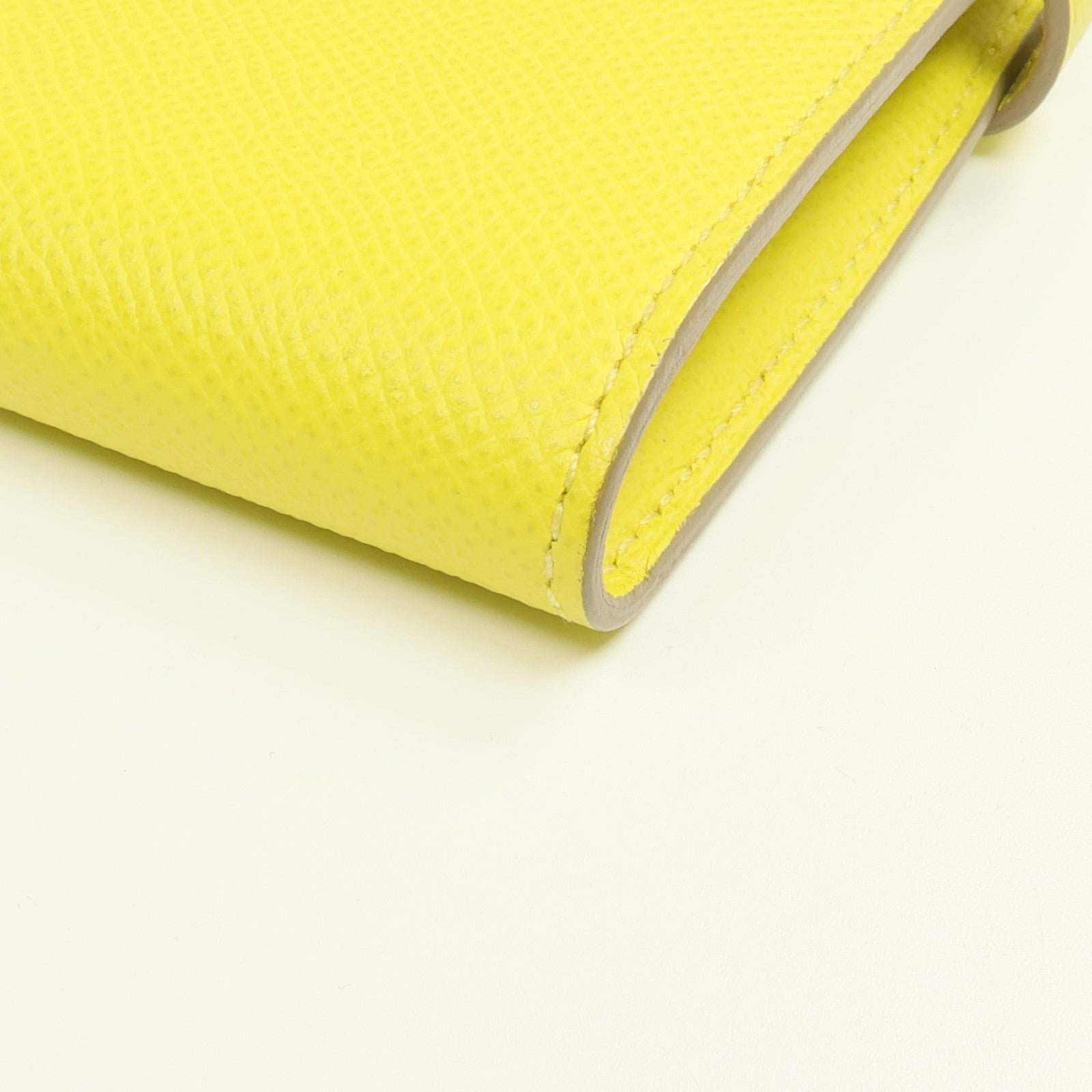 HERMES 【激減優惠】Epsom皮革Kelly Wallet銀扣長錢包Jaune de Naples