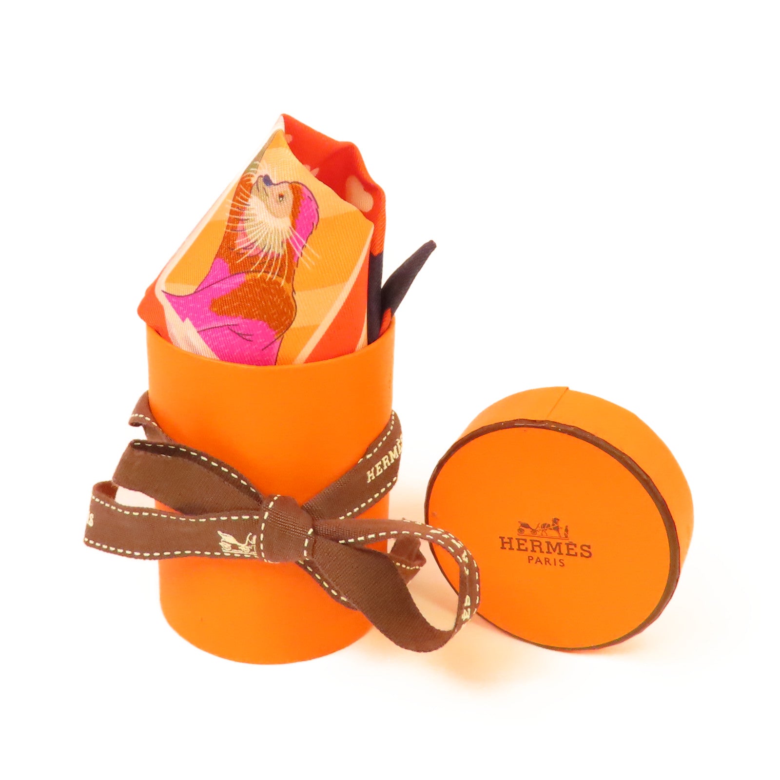 HERMES 【激減優惠】絲質Twilly絲巾橙色/寶藍色/彩色
