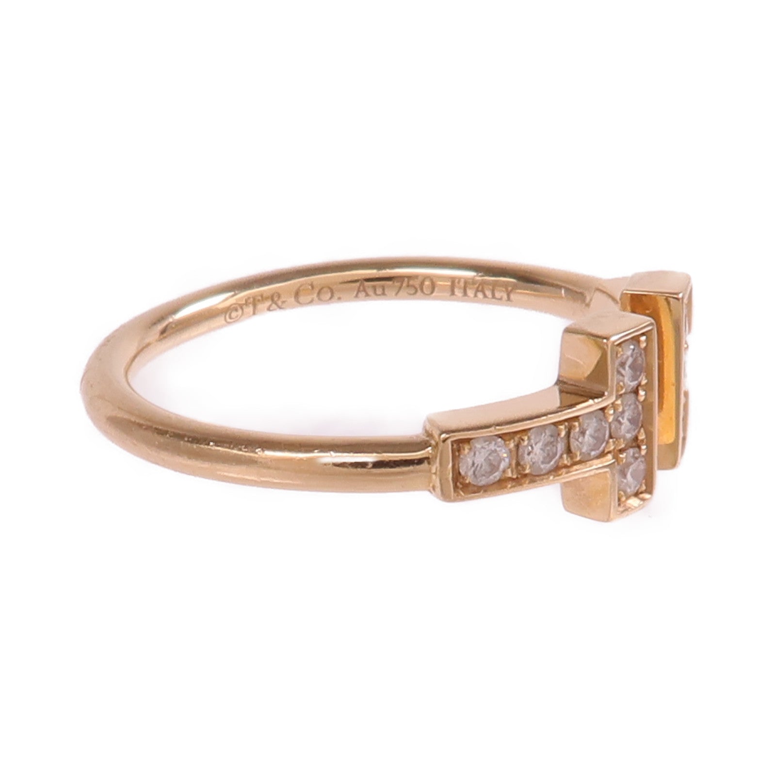 TIFFANY＆CO 【激減優惠】18K玫瑰金T Diamond Wire Ring鑽石戒指US#4.5