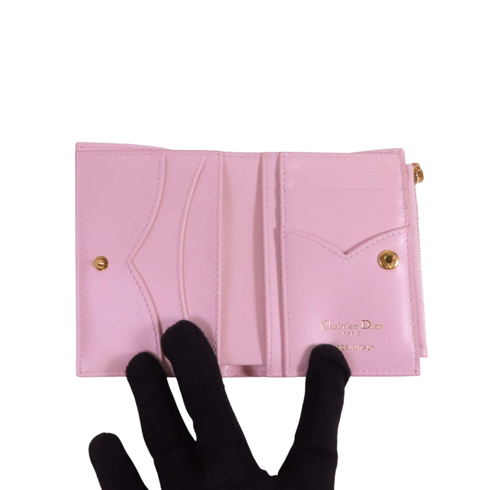 Dior 羊皮皮革Dioramour Dior Short Wallet金扣短錢包