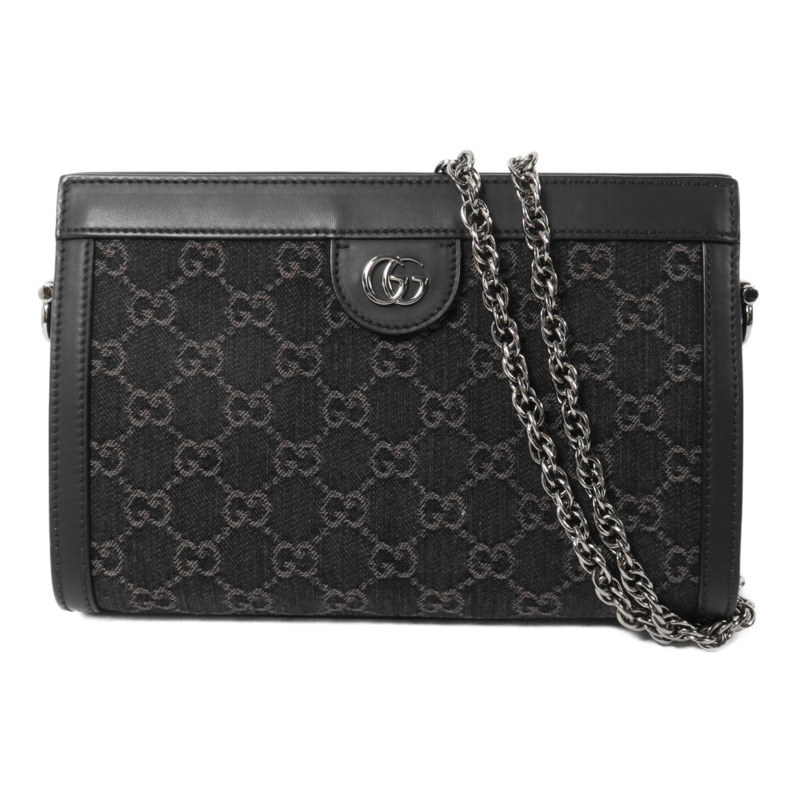 GUCCI 牛仔布Ophidia GG Small鏈帶肩背袋