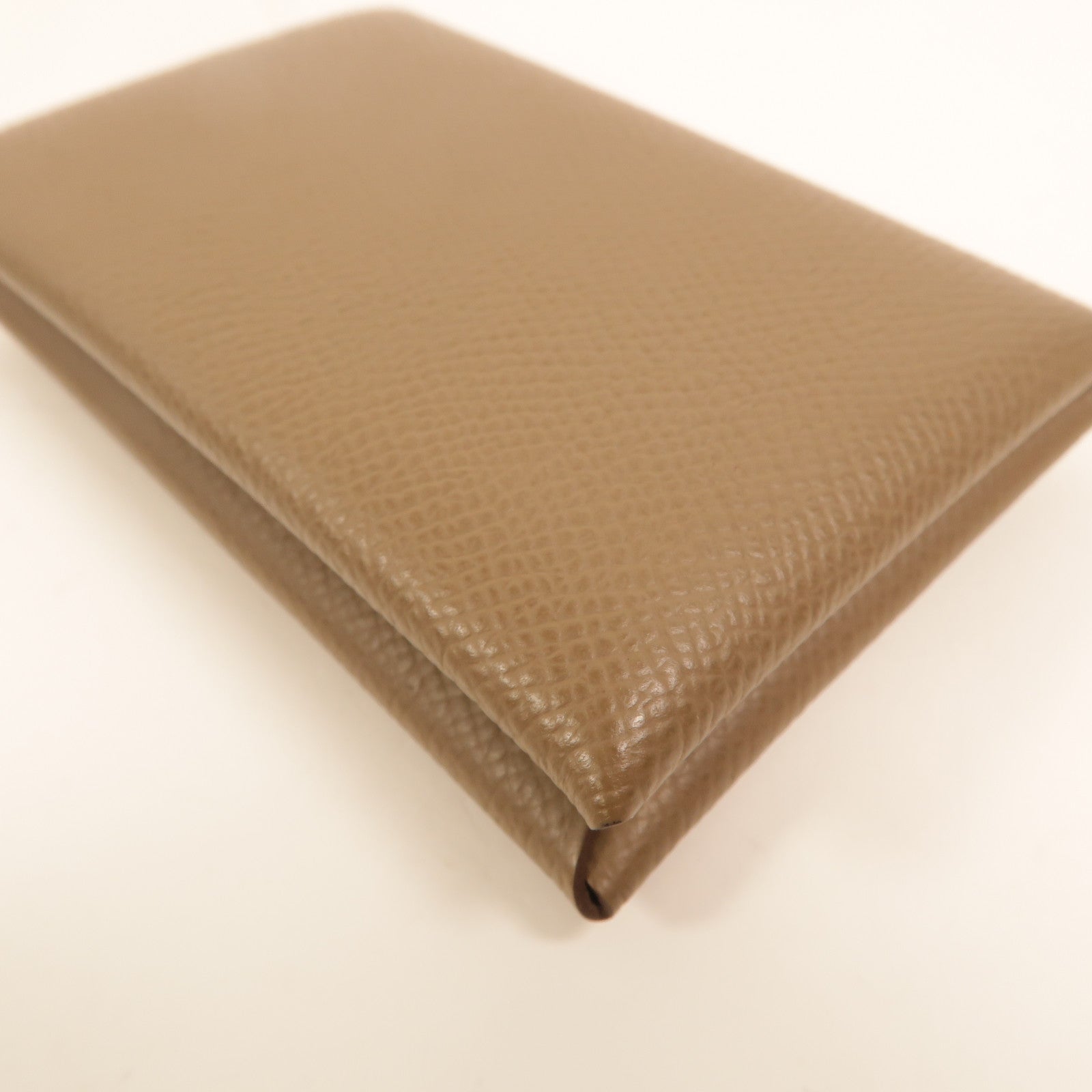 HERMES Epsom皮革Calvi卡片套Etoupe