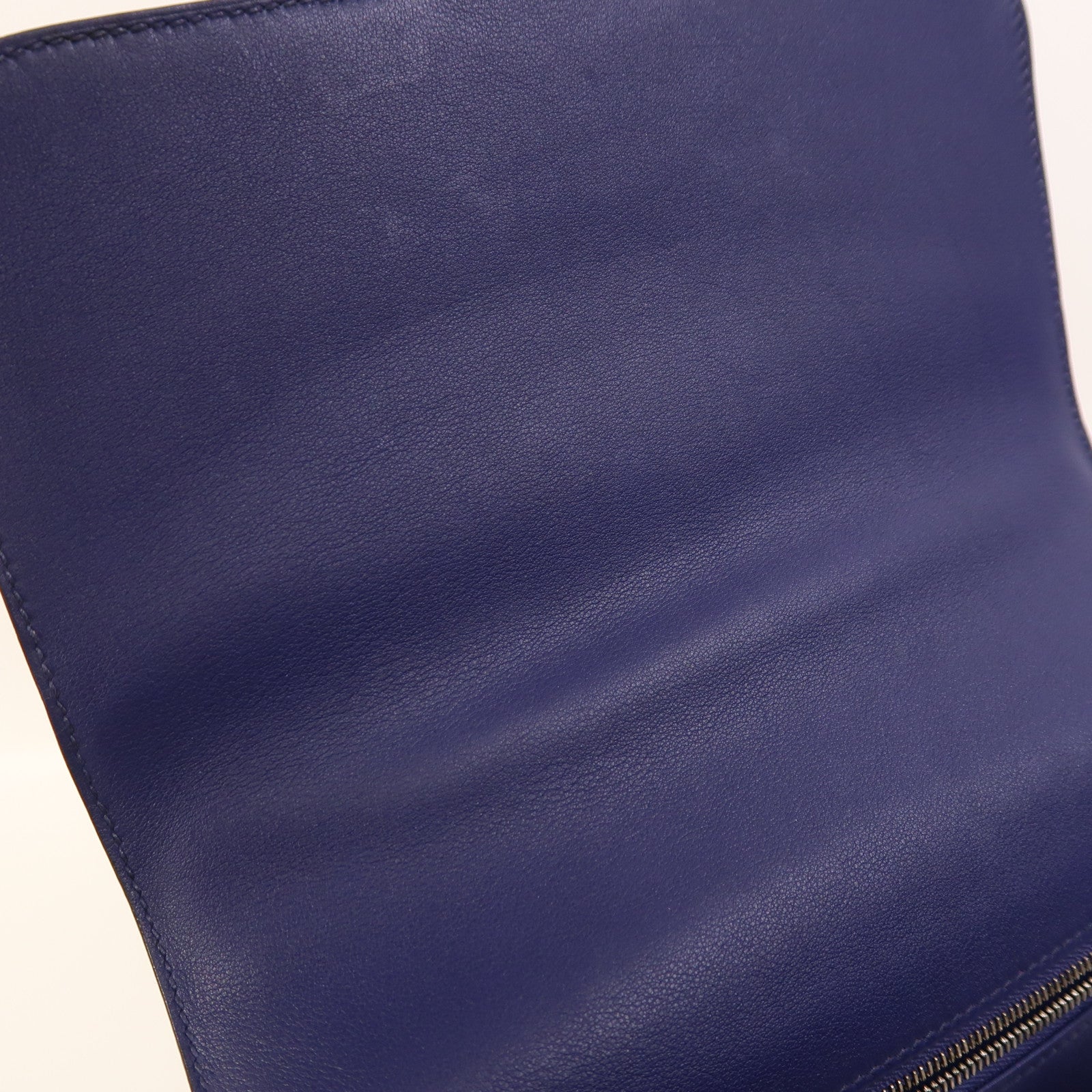 HERMES Toile帆布/Swift皮革Constance 24銀扣肩背袋Bleu Encre
