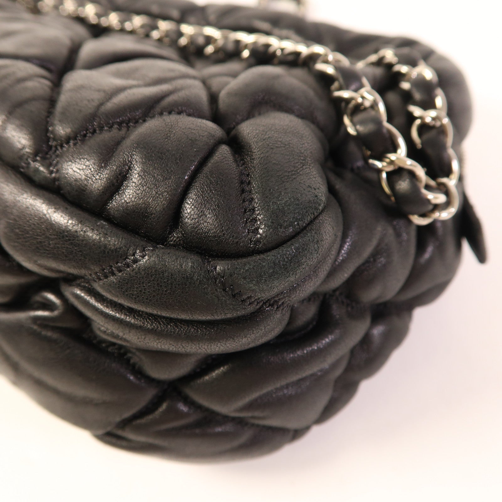 CHANEL 羊皮皮革Chain Shoulder Bag銀扣鏈帶肩背袋