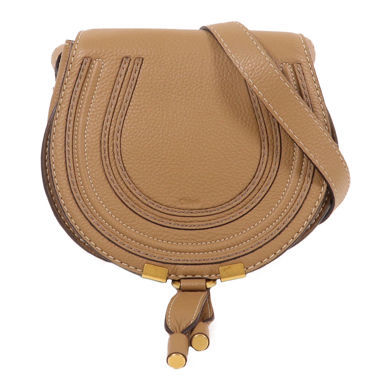 Chloe 牛皮皮革Small Marcie金扣肩背袋啡色