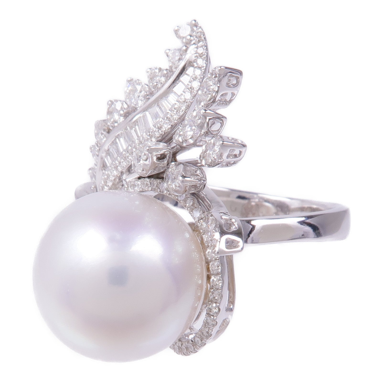 JEWELRY 18K白金Pearl Diamond Ring珍珠/鑽石戒指US#7.25